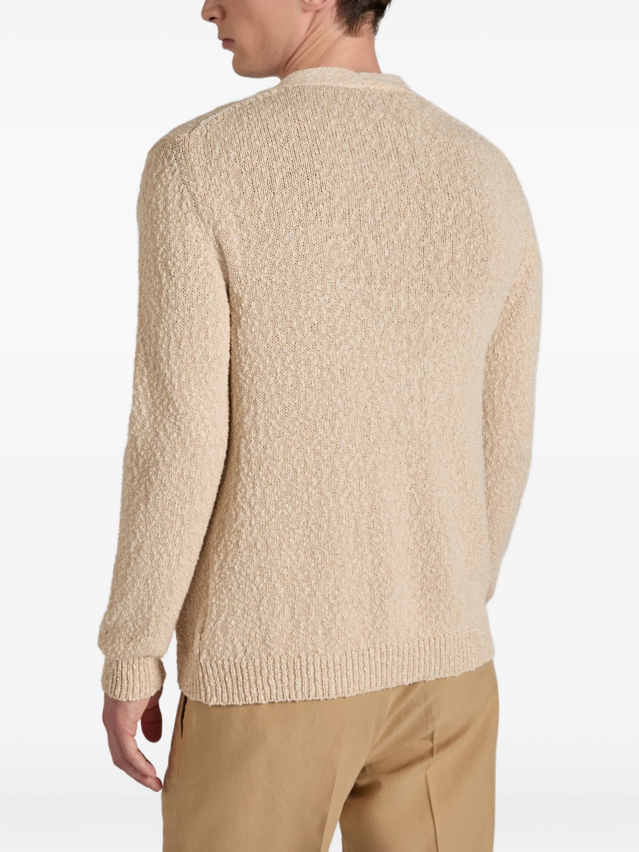 Neutral Textured Knit Button-Down Cardigan