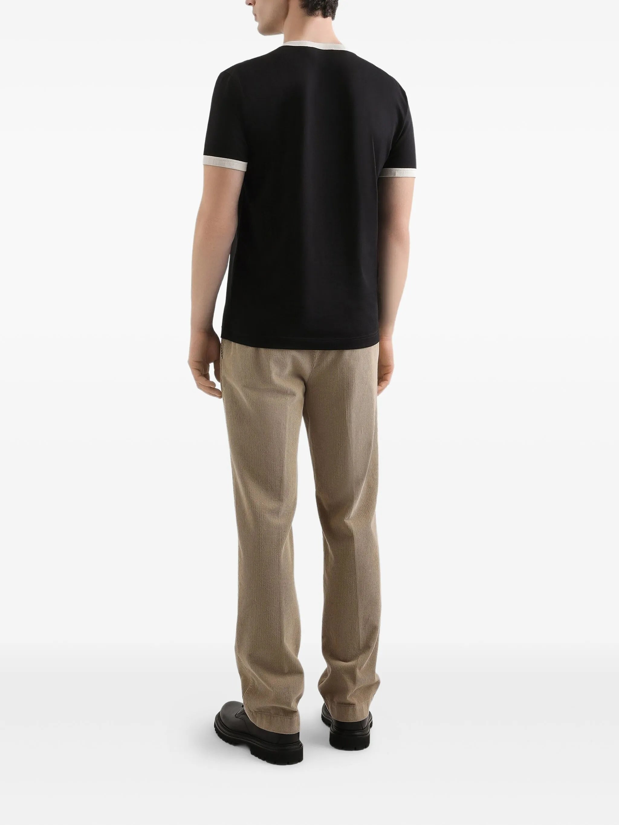 Relaxed Fit Straight Leg Ribbed Trousers
