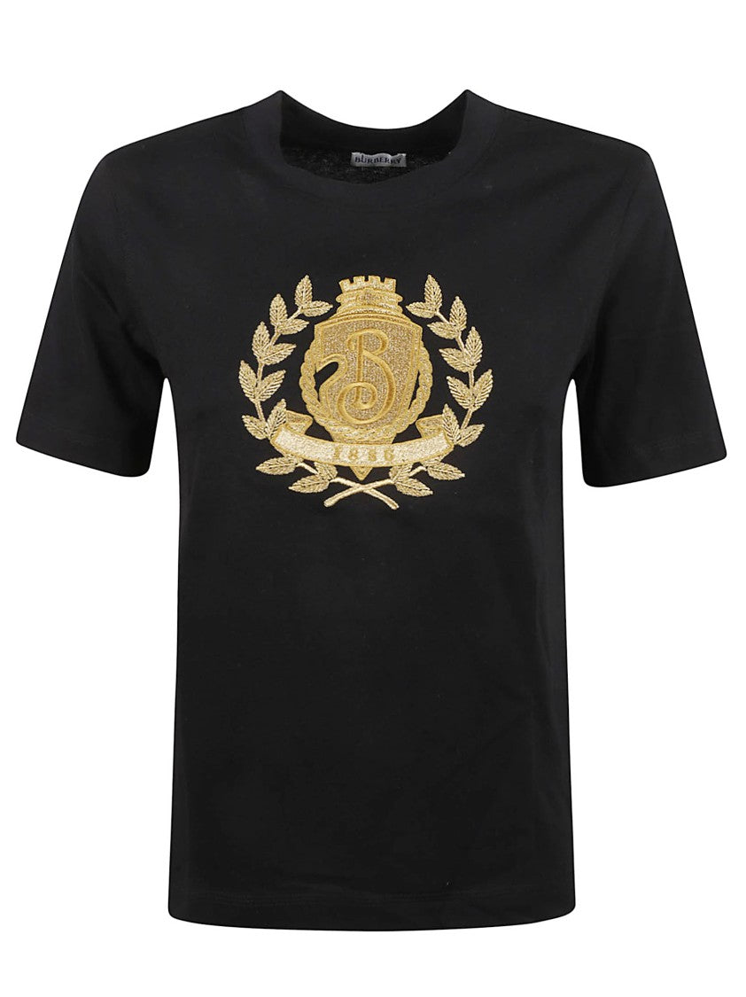 Classic Black T-Shirt With Gold Emblem
