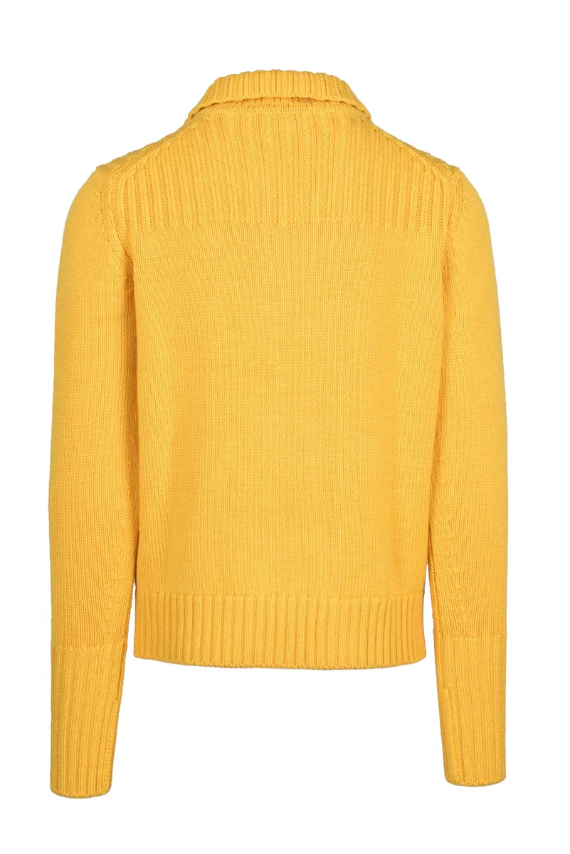 Double-Breasted Wool Cardigan - Yellow