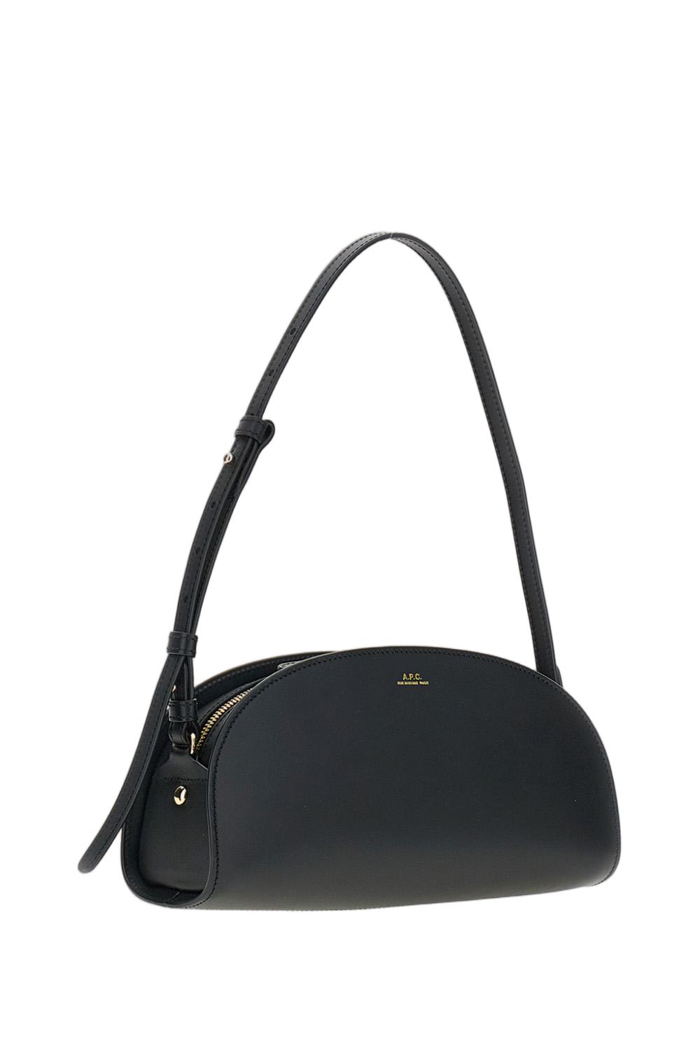 Elongated Demi-Lune Shoulder Bag with Gold Accents
