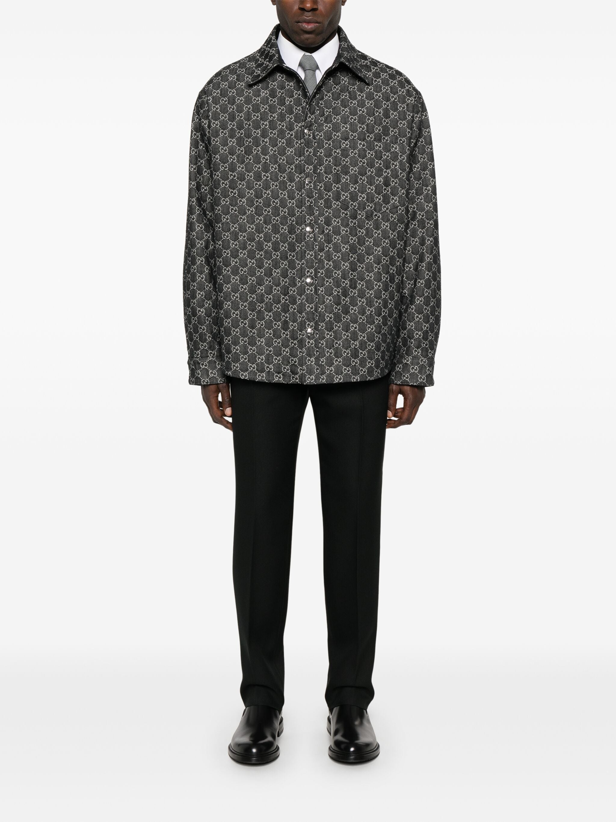 Black Fluid Straight-Leg Tailored Pants