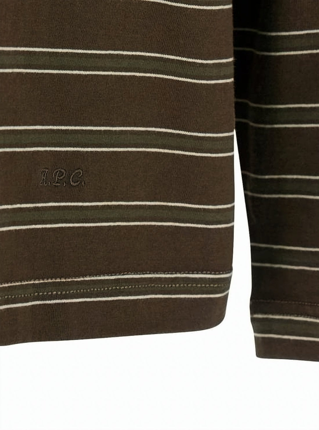 Brown Striped Long-Sleeve Polo Shirt