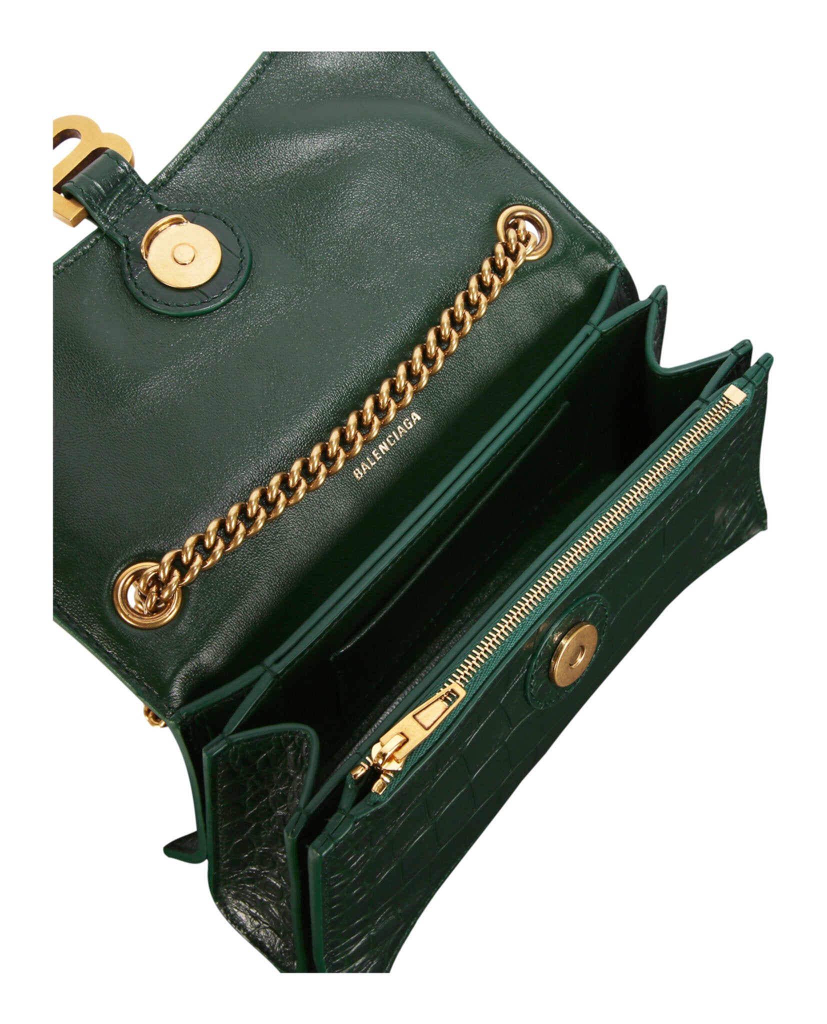 Xs Crocodile Embossed Crush Chain Shoulder Bag