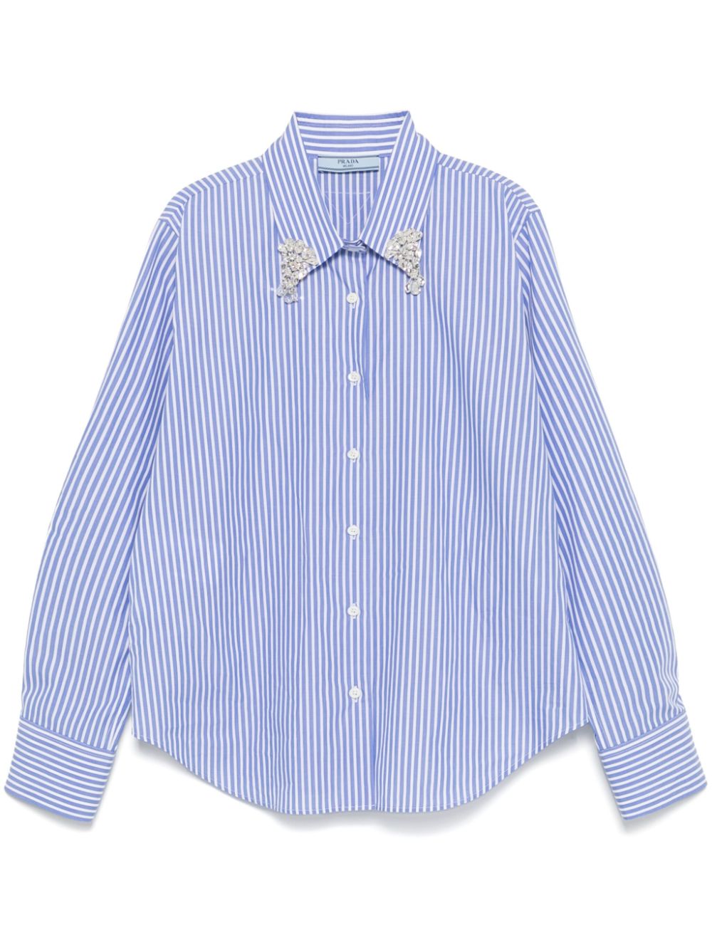 Classic Striped Shirt With Decorative Collar Embellishments