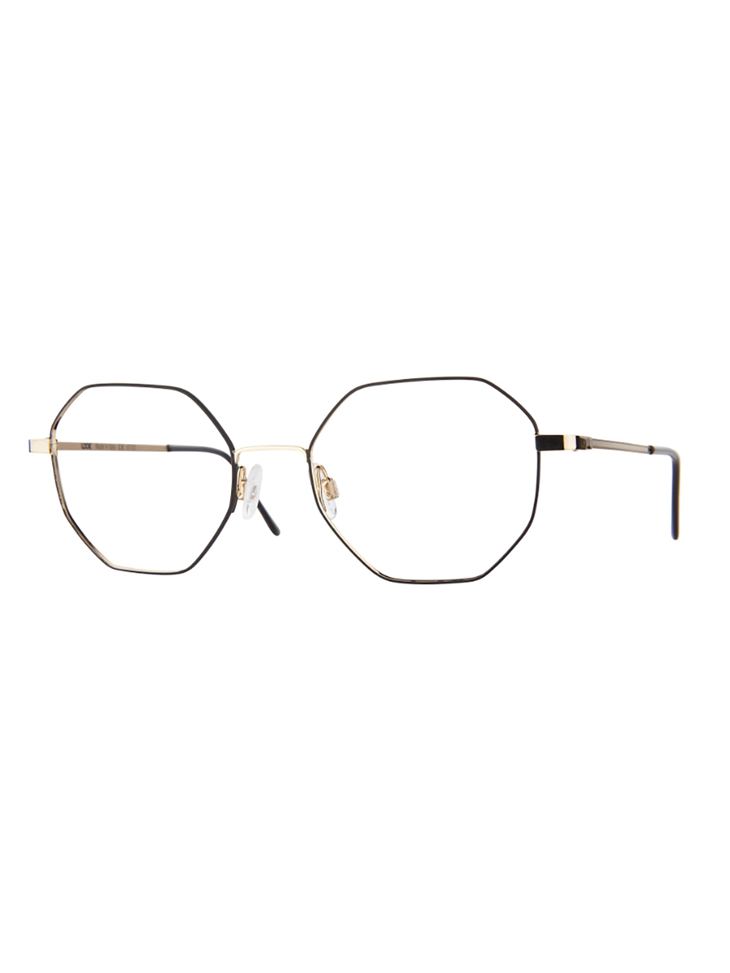 Octagonal Black Optical Frames with Sleek Metal Design