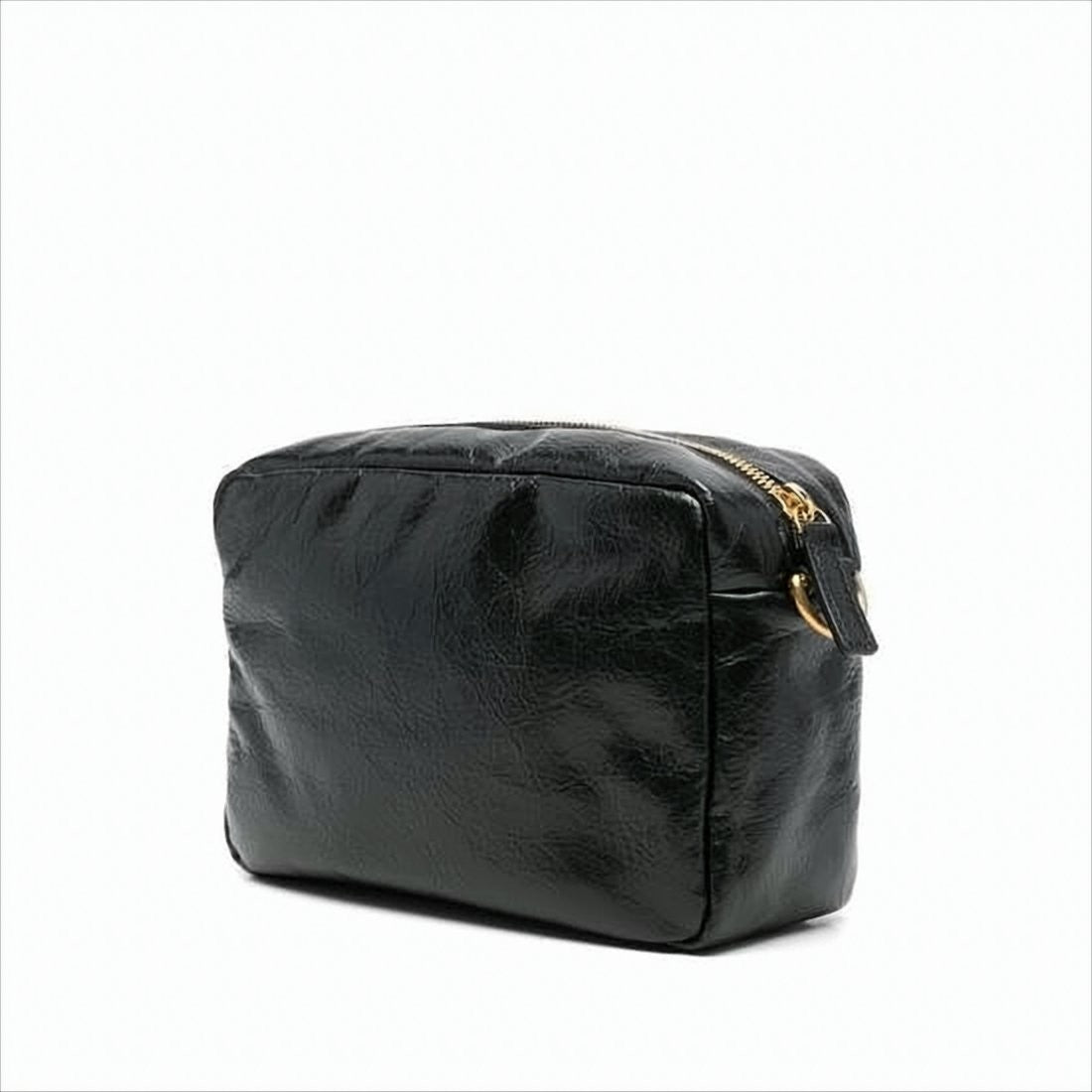 Compact Glossy Calf Leather Shoulder Bag With Double 'B' Logo