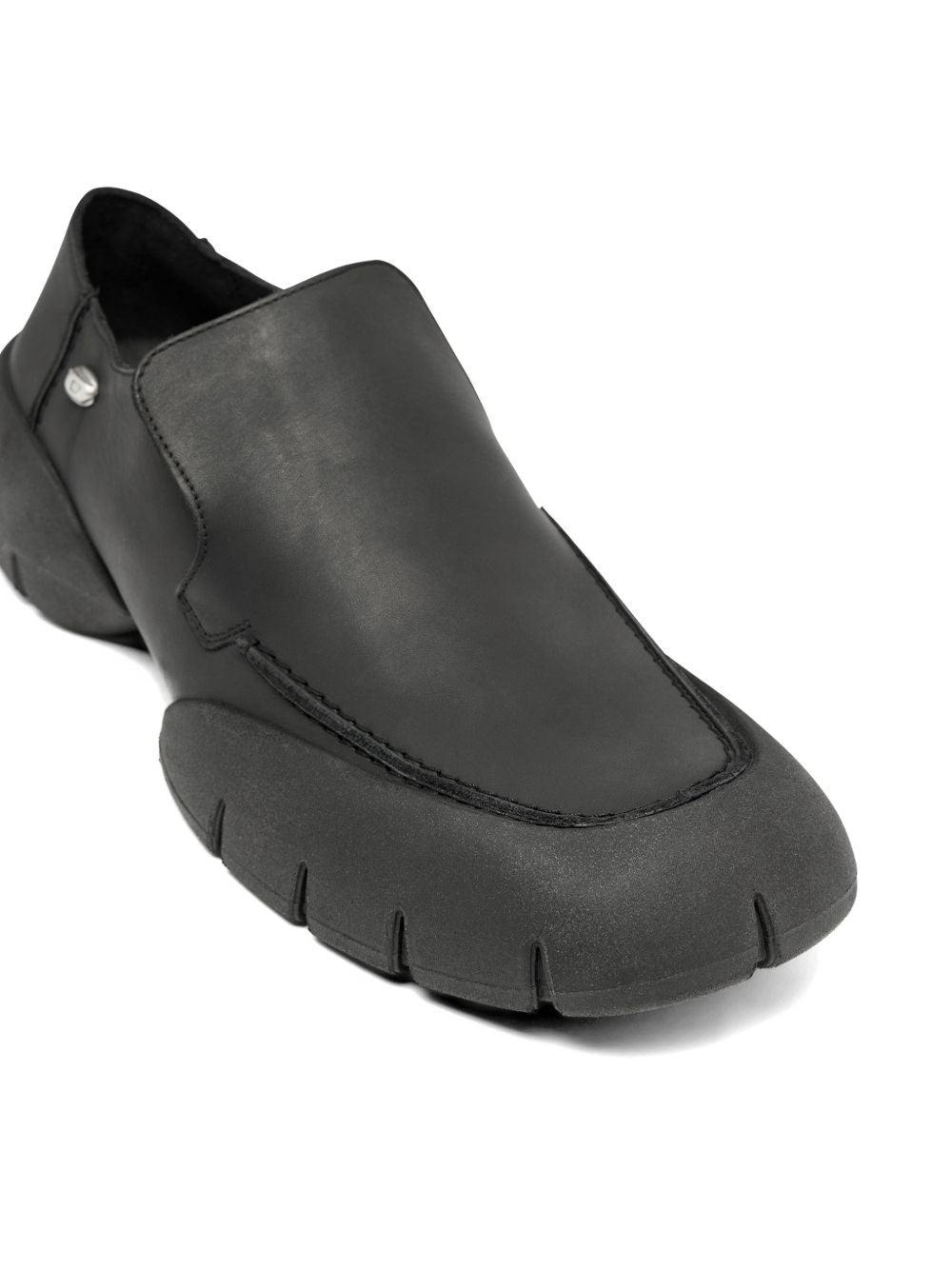 Slip-On Black Flat Shoes With Textured Sole