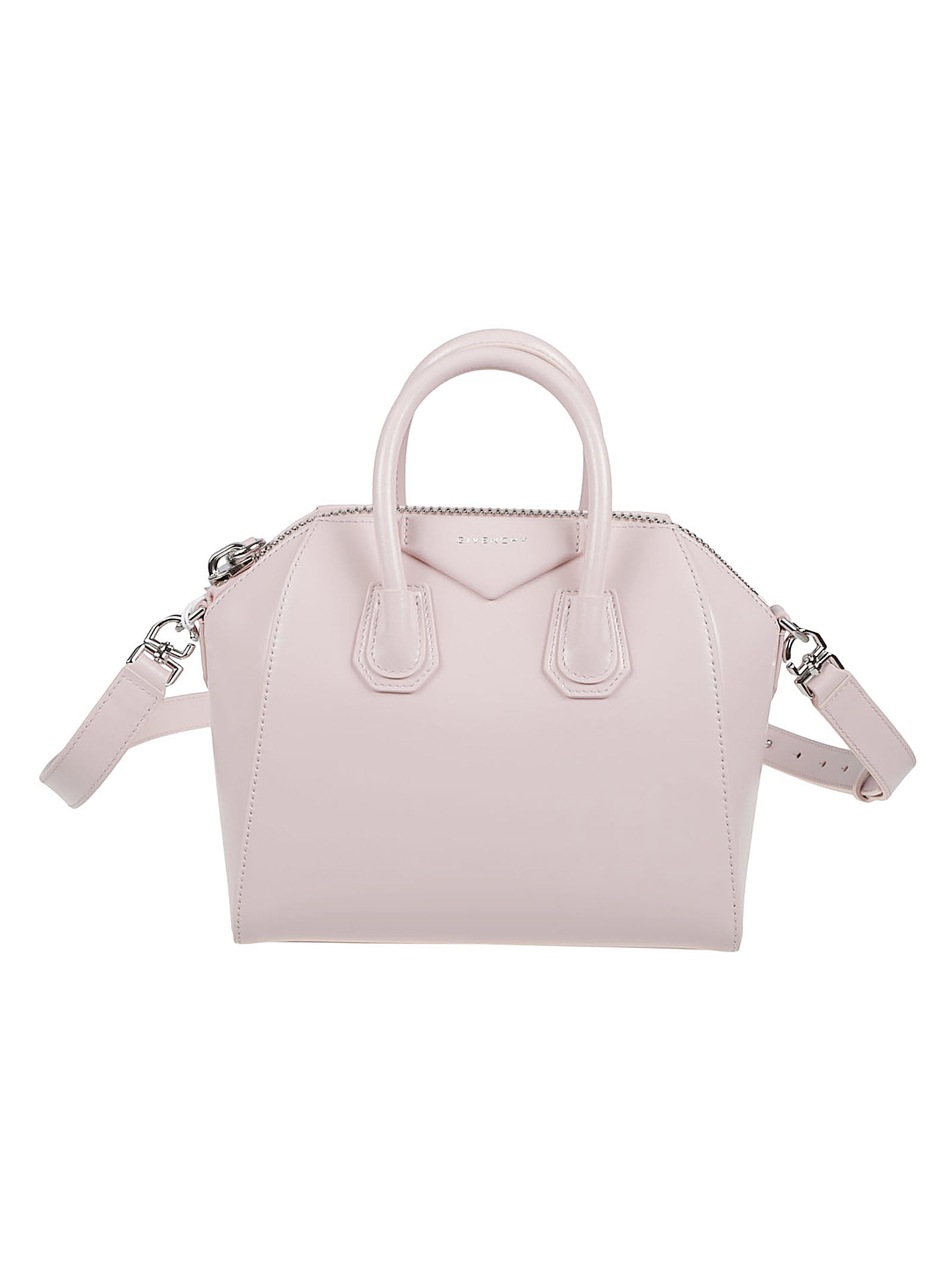 Structured Light Pink Handbag with Silver Hardware