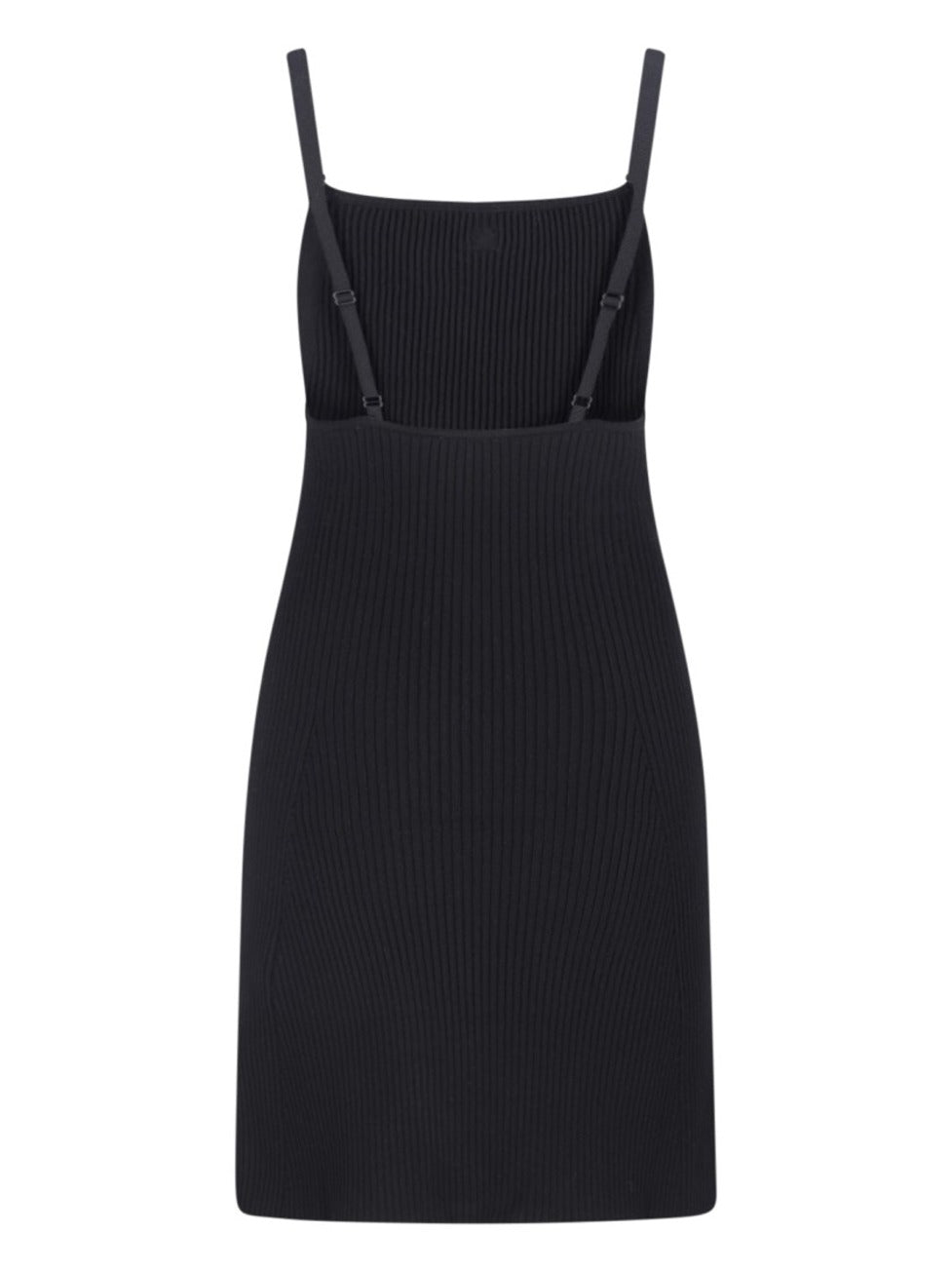 Mini Logo Dress In Black Fabric Ribbed Knit