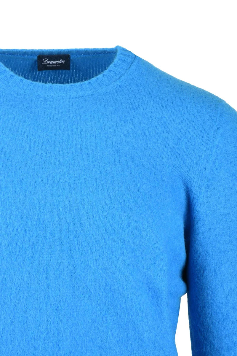 Crew Neck Wool Sweater - Light Blue