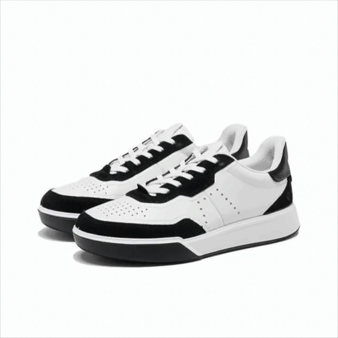 White Leather Sneakers with Black Accents
