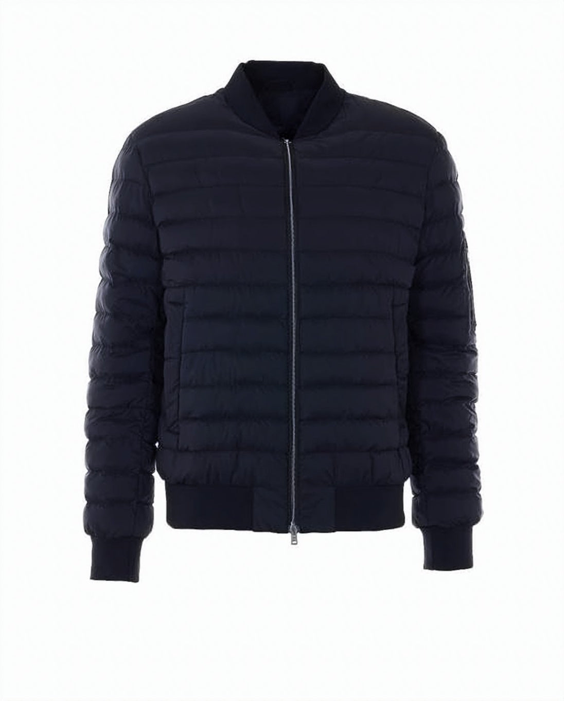 Quilted Blue Padded Jacket With Functional Details