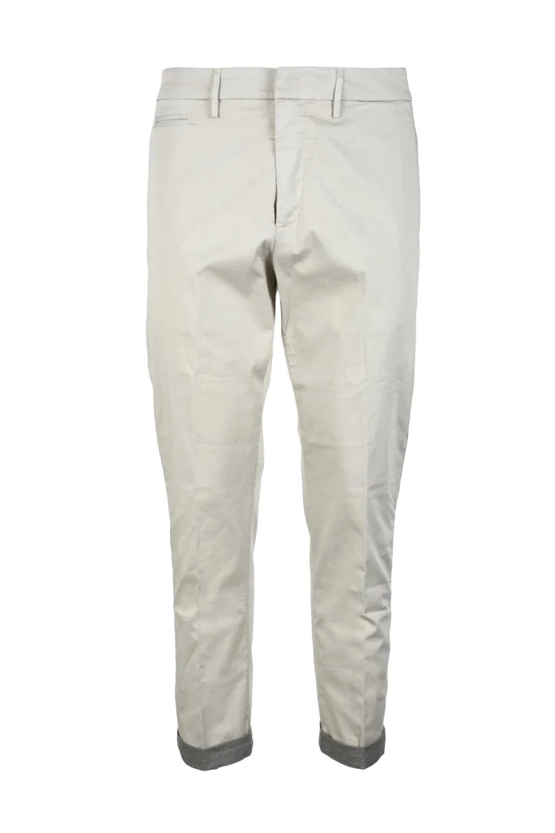 Beige Slim-Fit Cropped Trousers