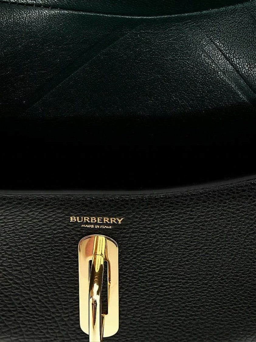 Crescent-Shaped Black Leather Shoulder Bag