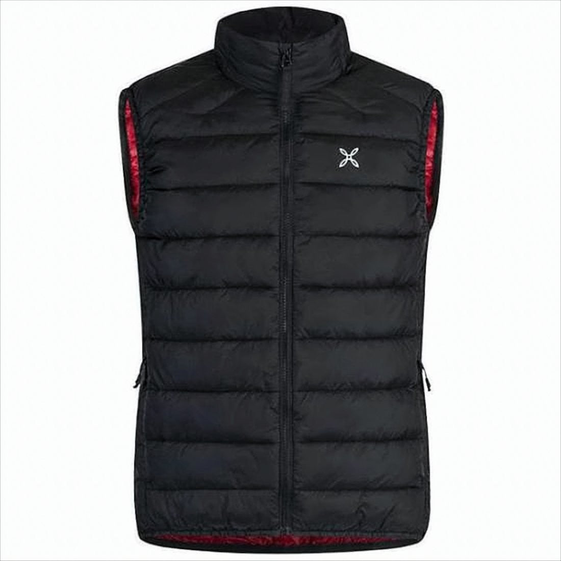 Quilted Black Vest With High Collar And Functional Pockets