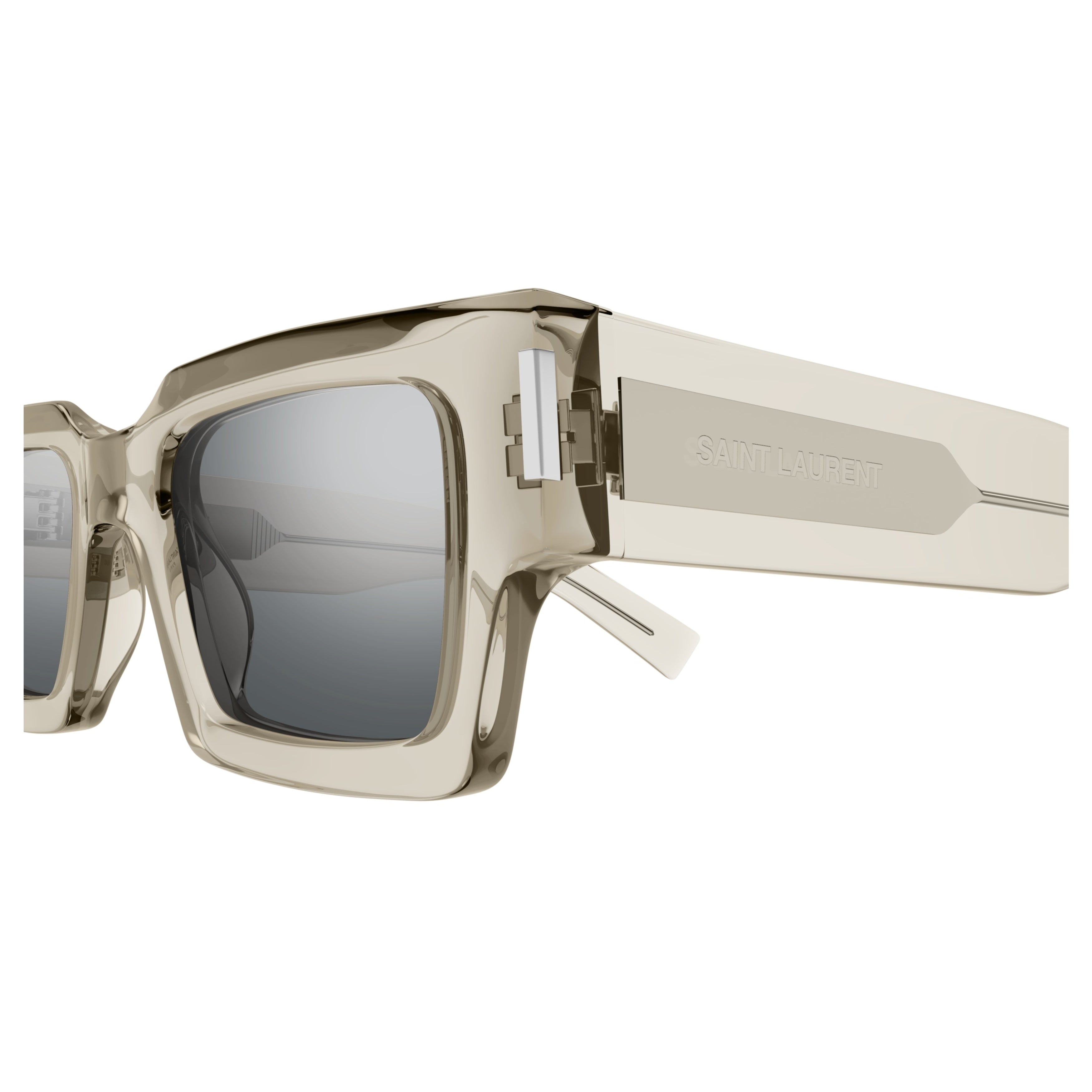 Oversized Square Frame Sunglasses in Translucent Taupe