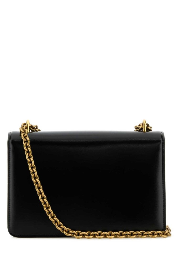 Rectangular Black Calf Leather Crossbody Bag