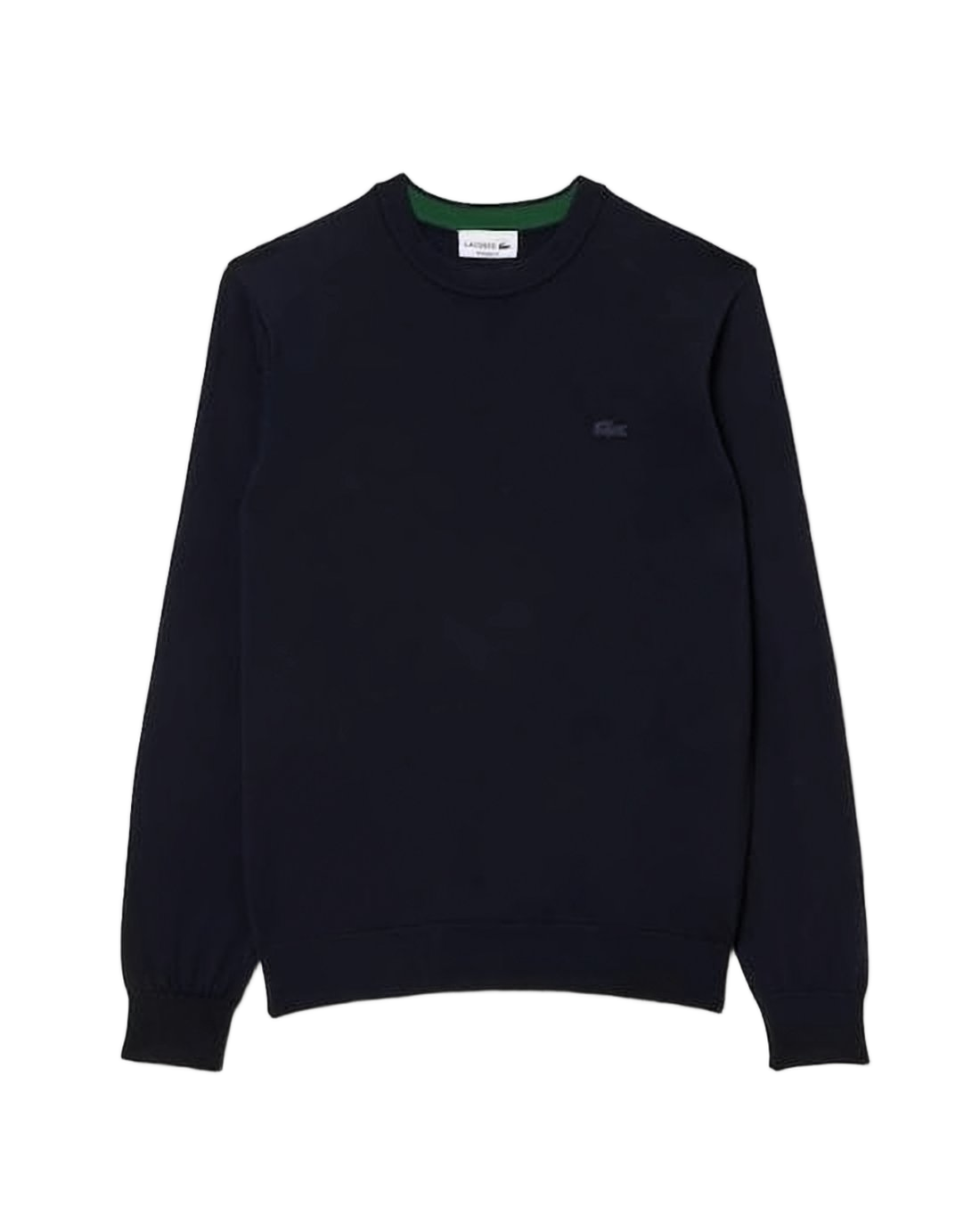 Crew Neck Wool Sweater with Contrast Trimming