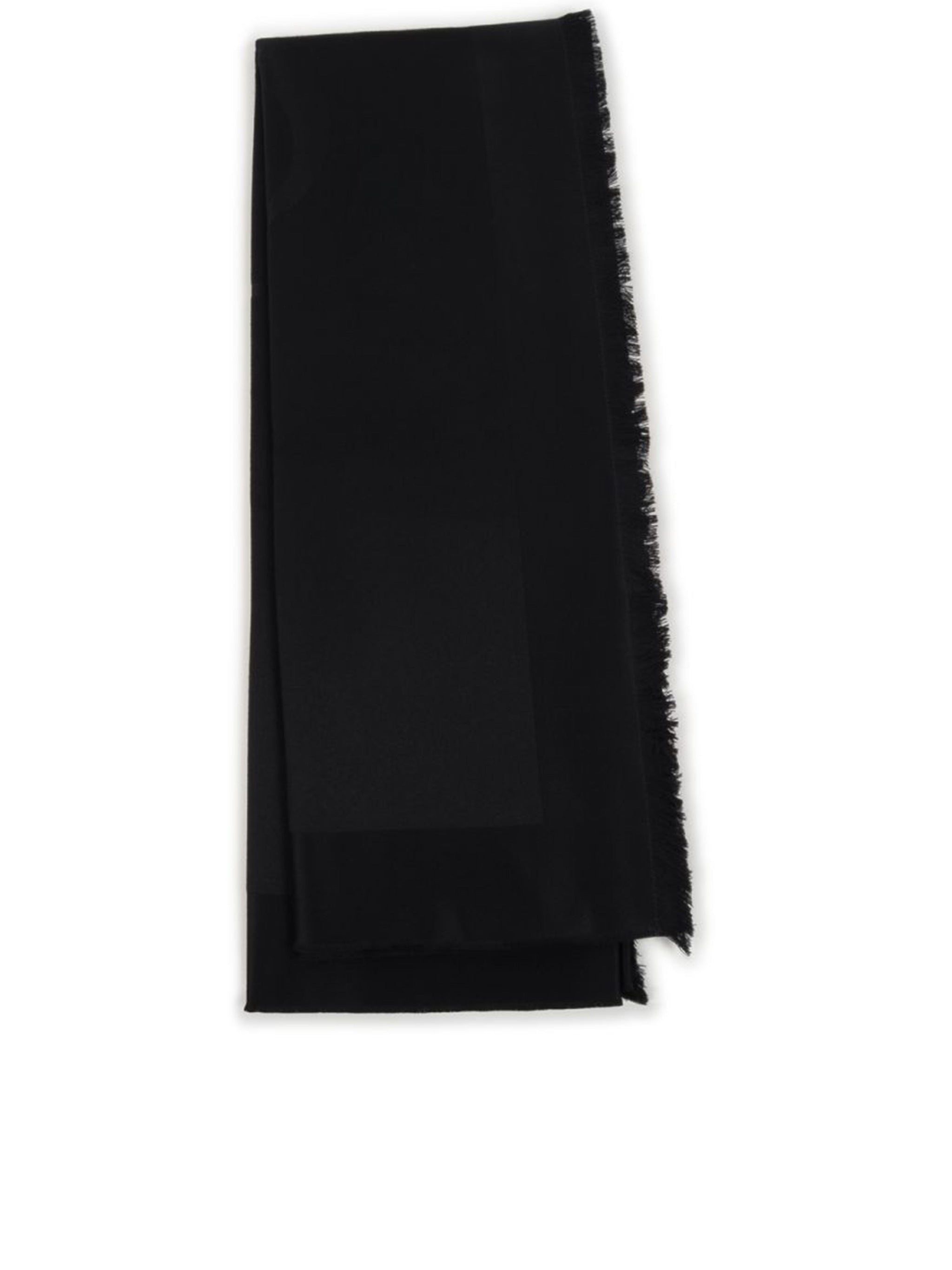 Solid Black Fringed Lightweight Scarf