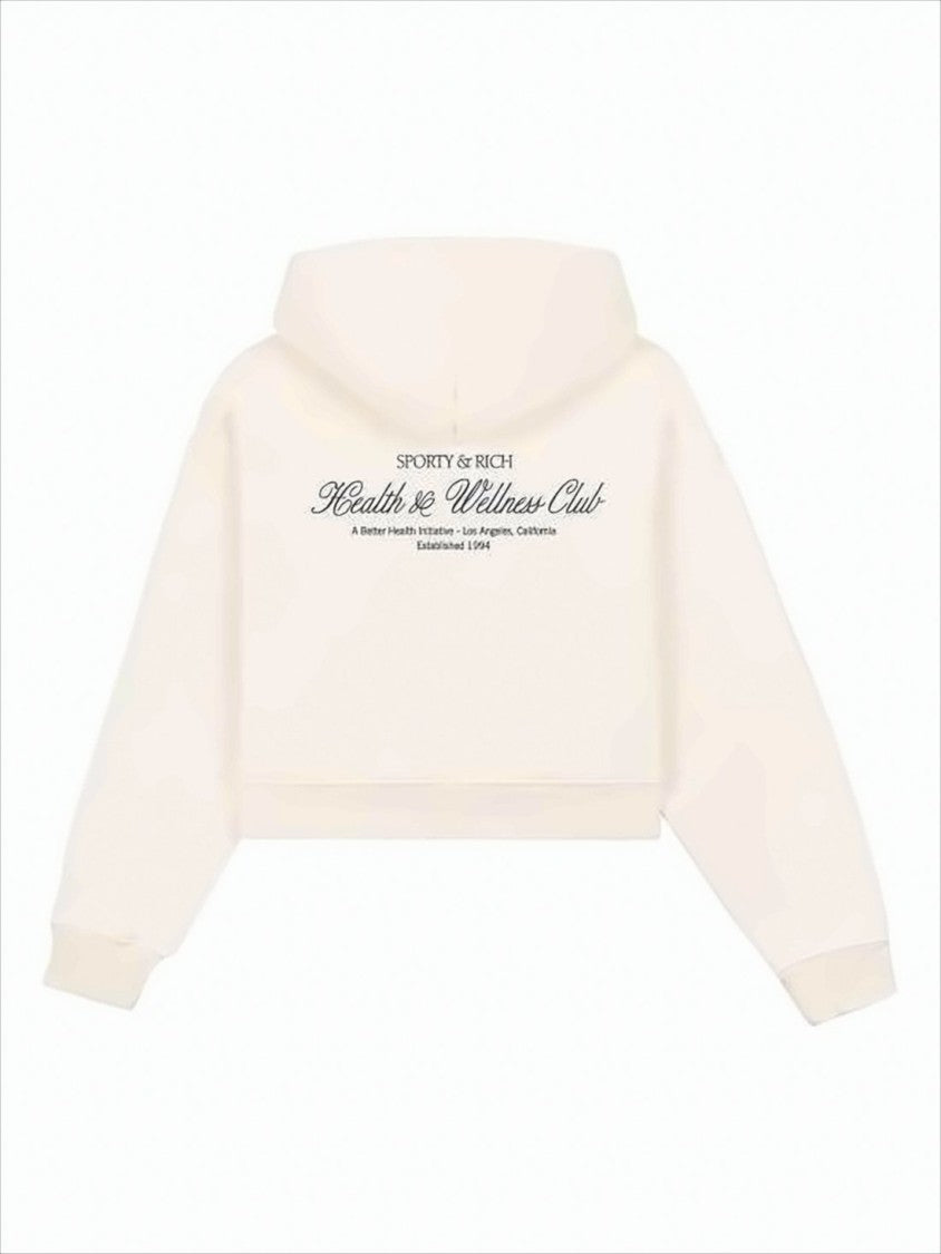 Cropped Soft Beige Hoodie With Subtle Logo