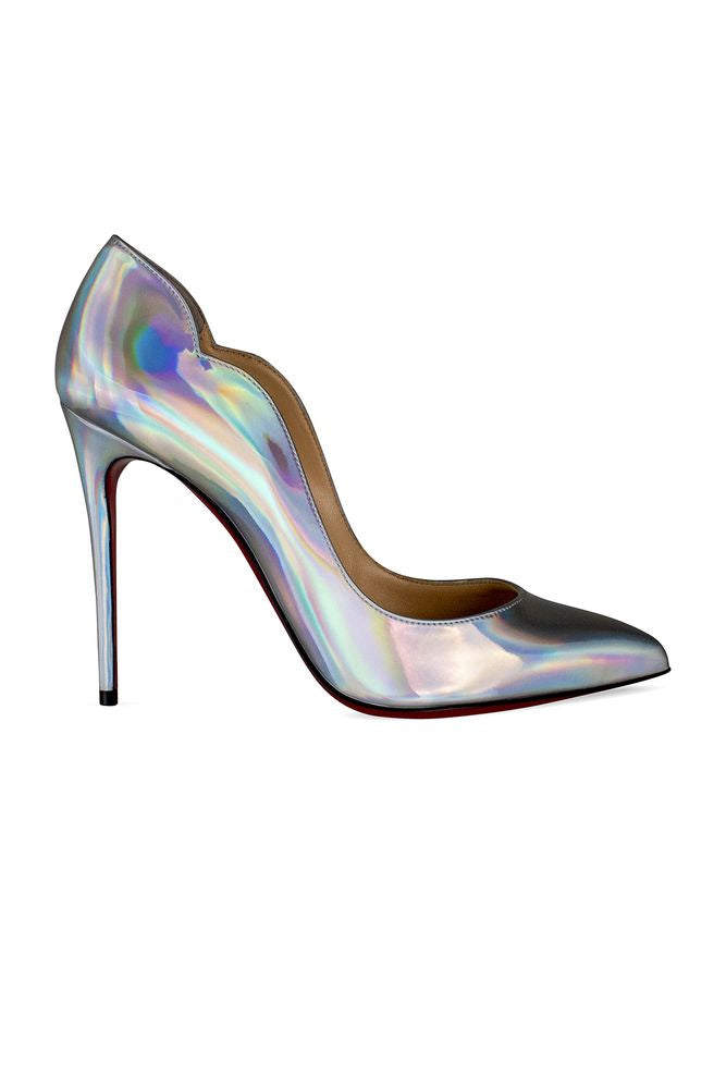 Holographic Silver Patent Leather Pumps