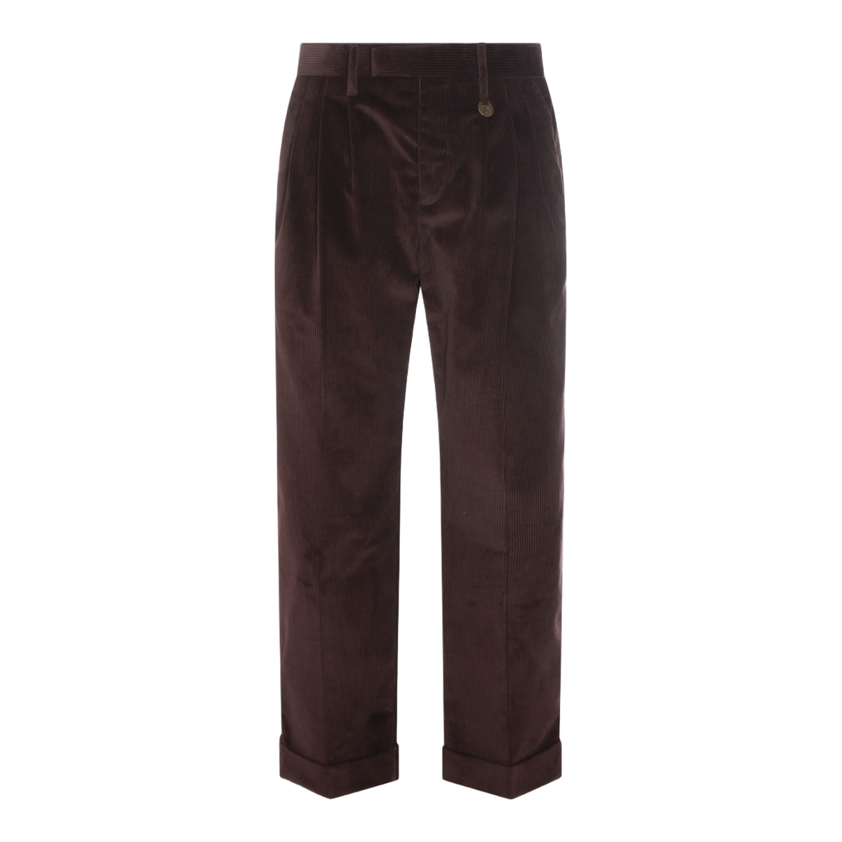 Dark Brown Corduroy Trousers with Tailored Fit