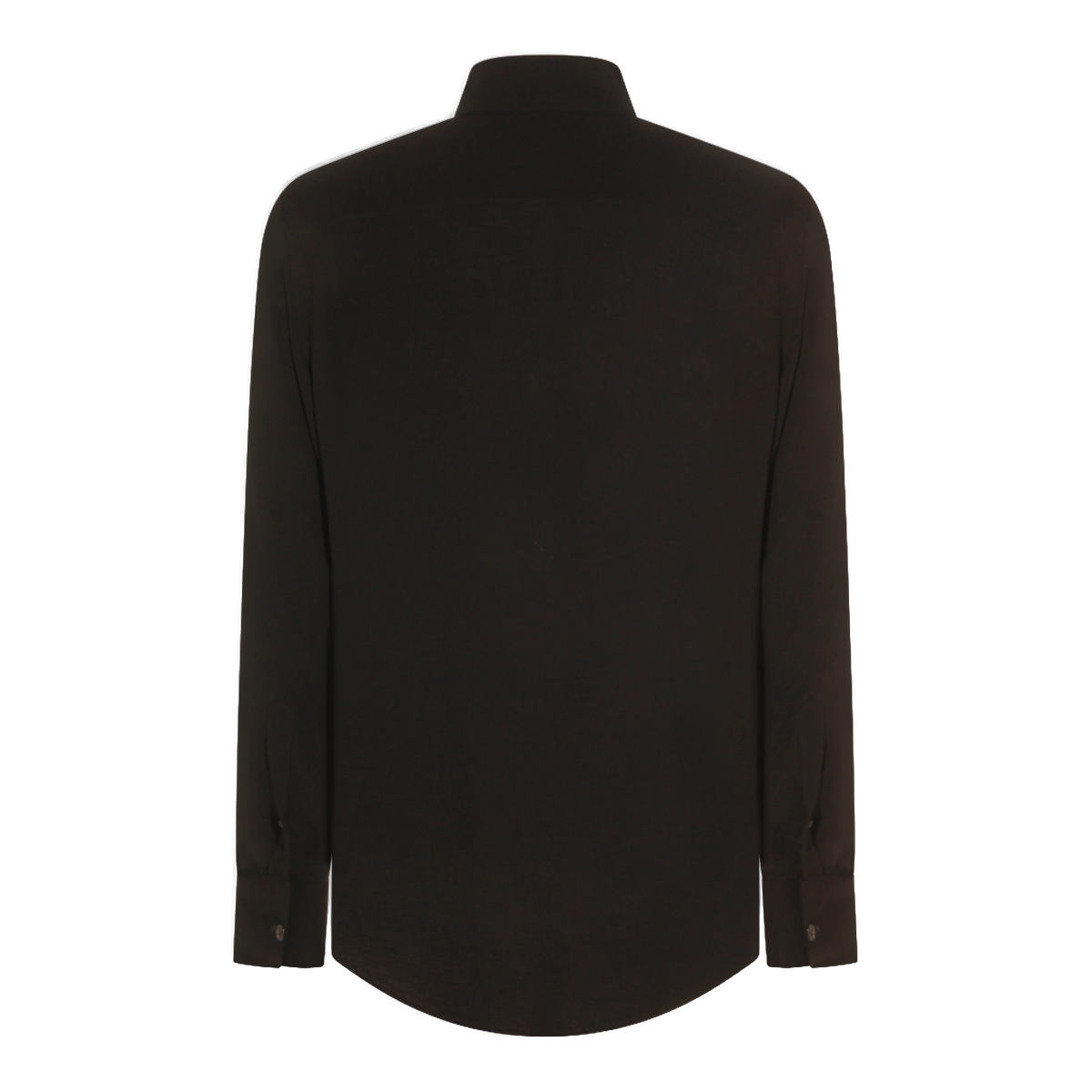 Long-Sleeve Black Shirt With Draped Neckline
