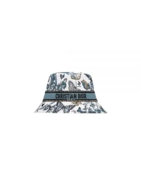 Butterfly and Floral Print Bucket Hat with Contrasting Band