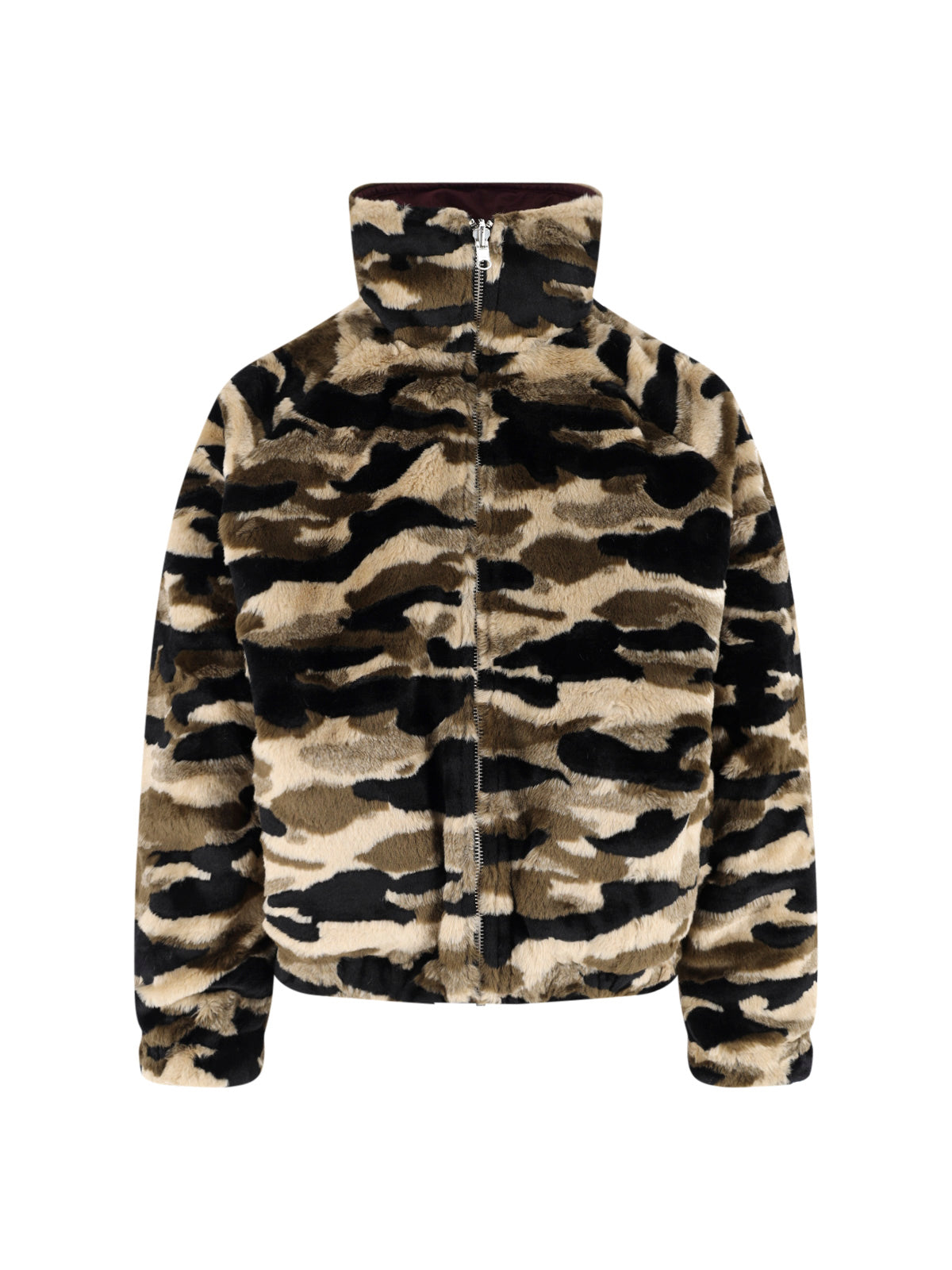 Multicolor Camo Faux Fur Relaxed Jacket
