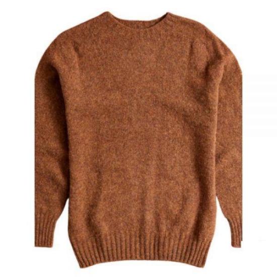 Textured Knit Wool Sweater With Crew Neckline