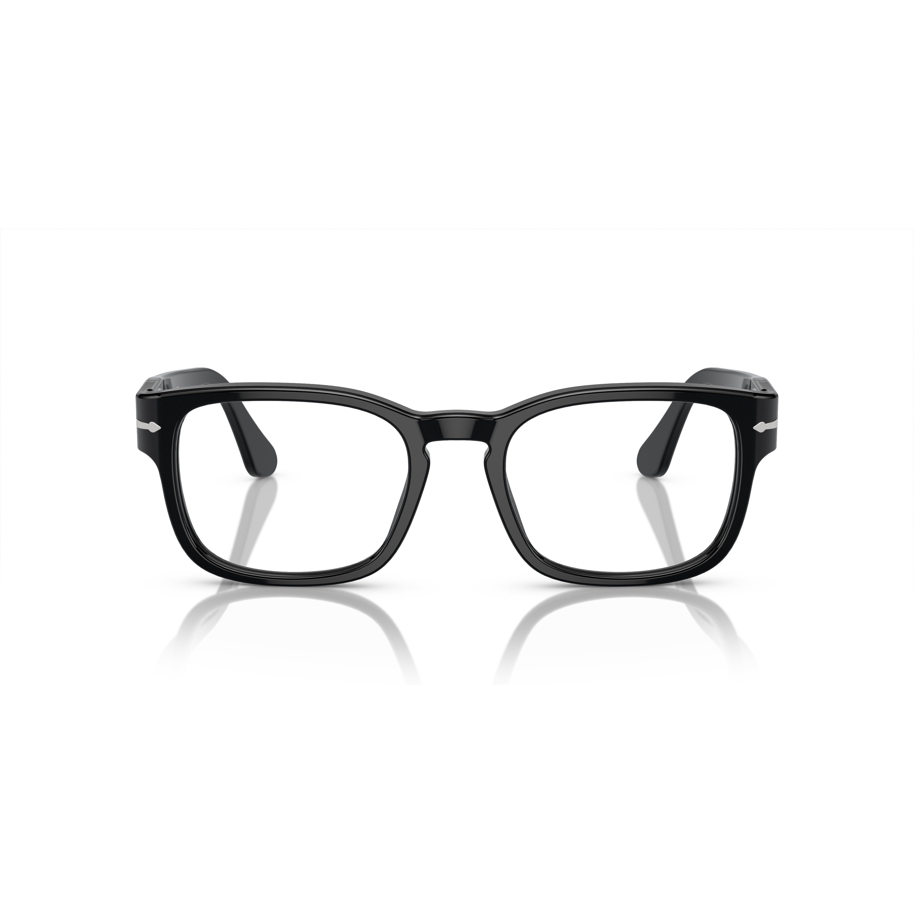 0po3334v Rectangular Black Acetate Sunglasses with Silver Arrow Detail