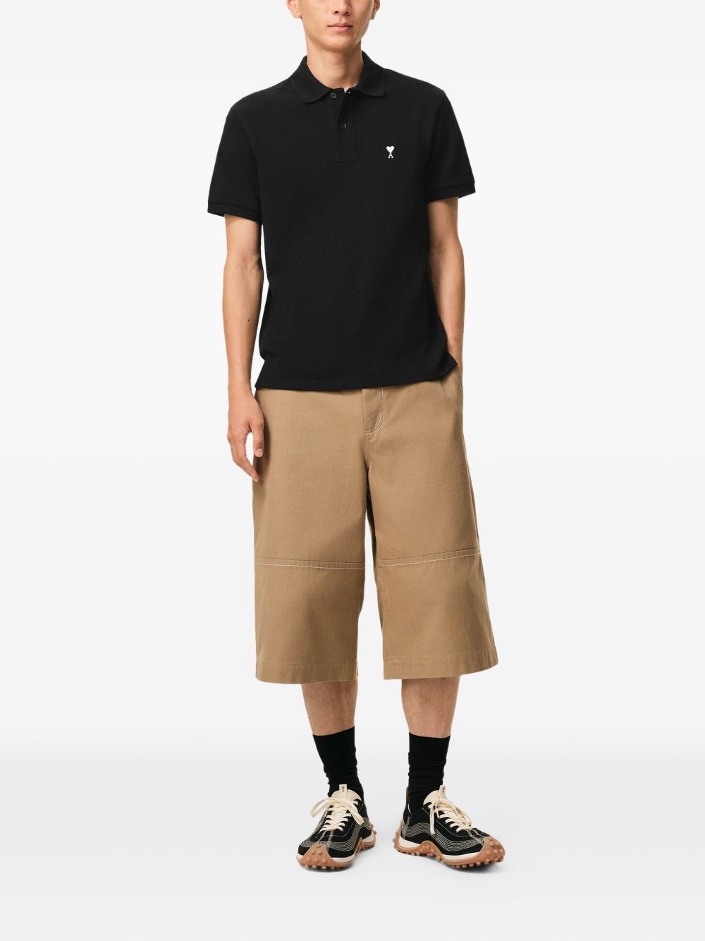 Black Heart Embroidered Short Sleeve Shirt