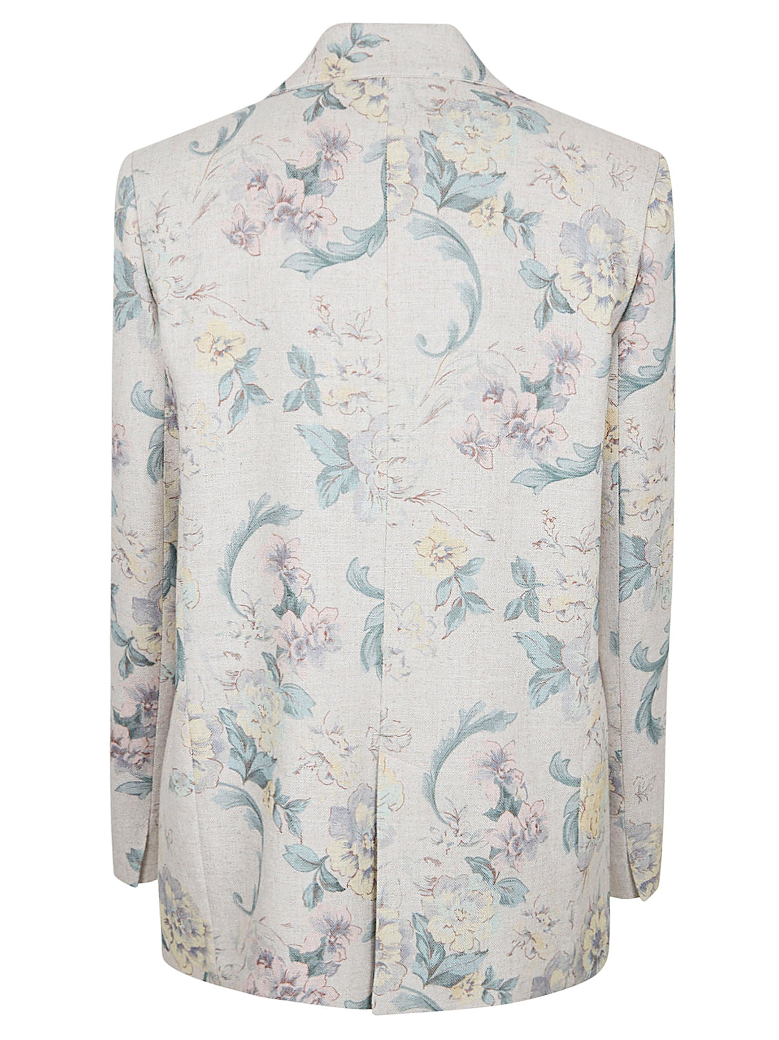 Tailored Floral Jacket with Single-Button Closure