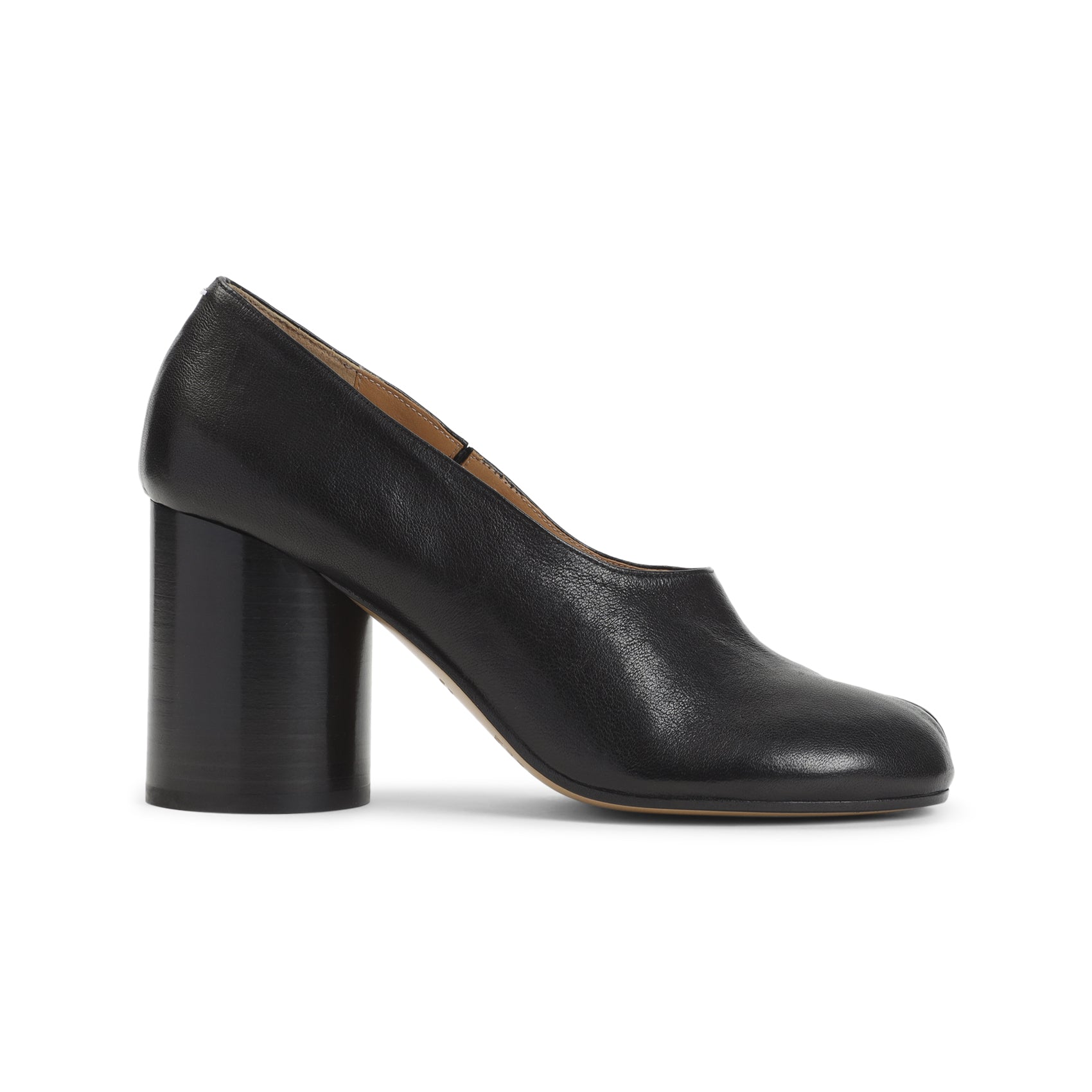 Split-Toe Black Lamb Leather Pumps