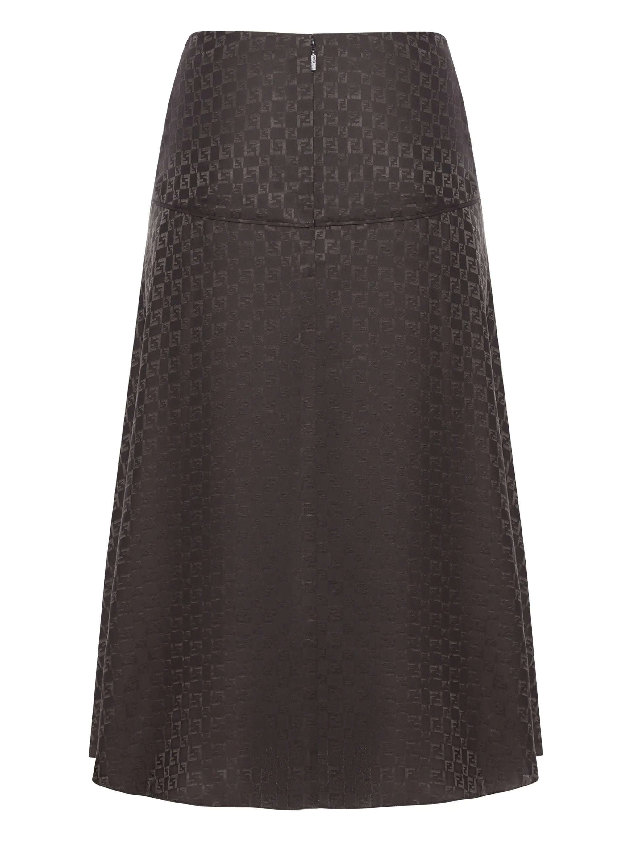 Chess FF Brown Flared Checkerboard Skirt