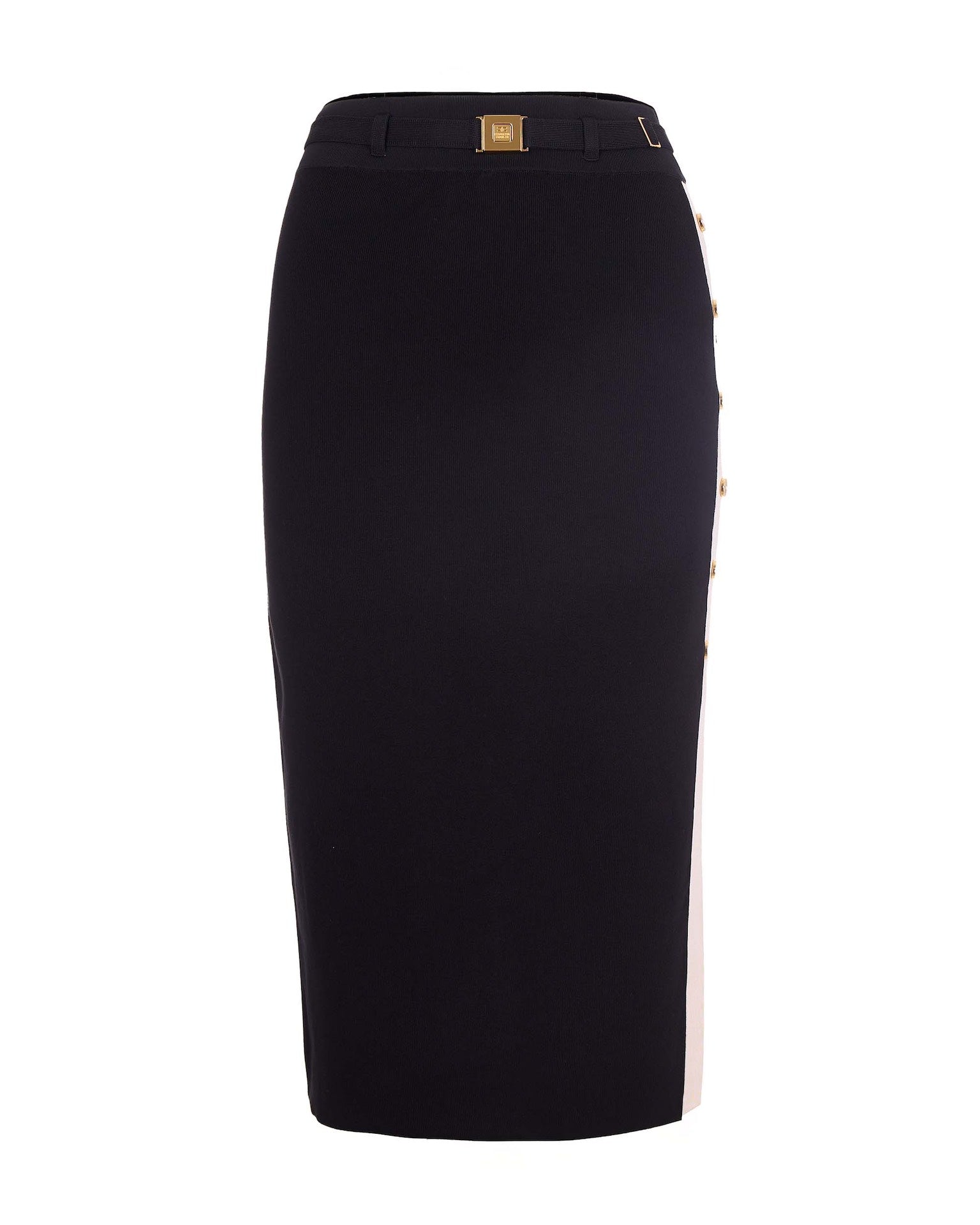 Midi Skirt with Viscose Bands and Jacquard Detailing