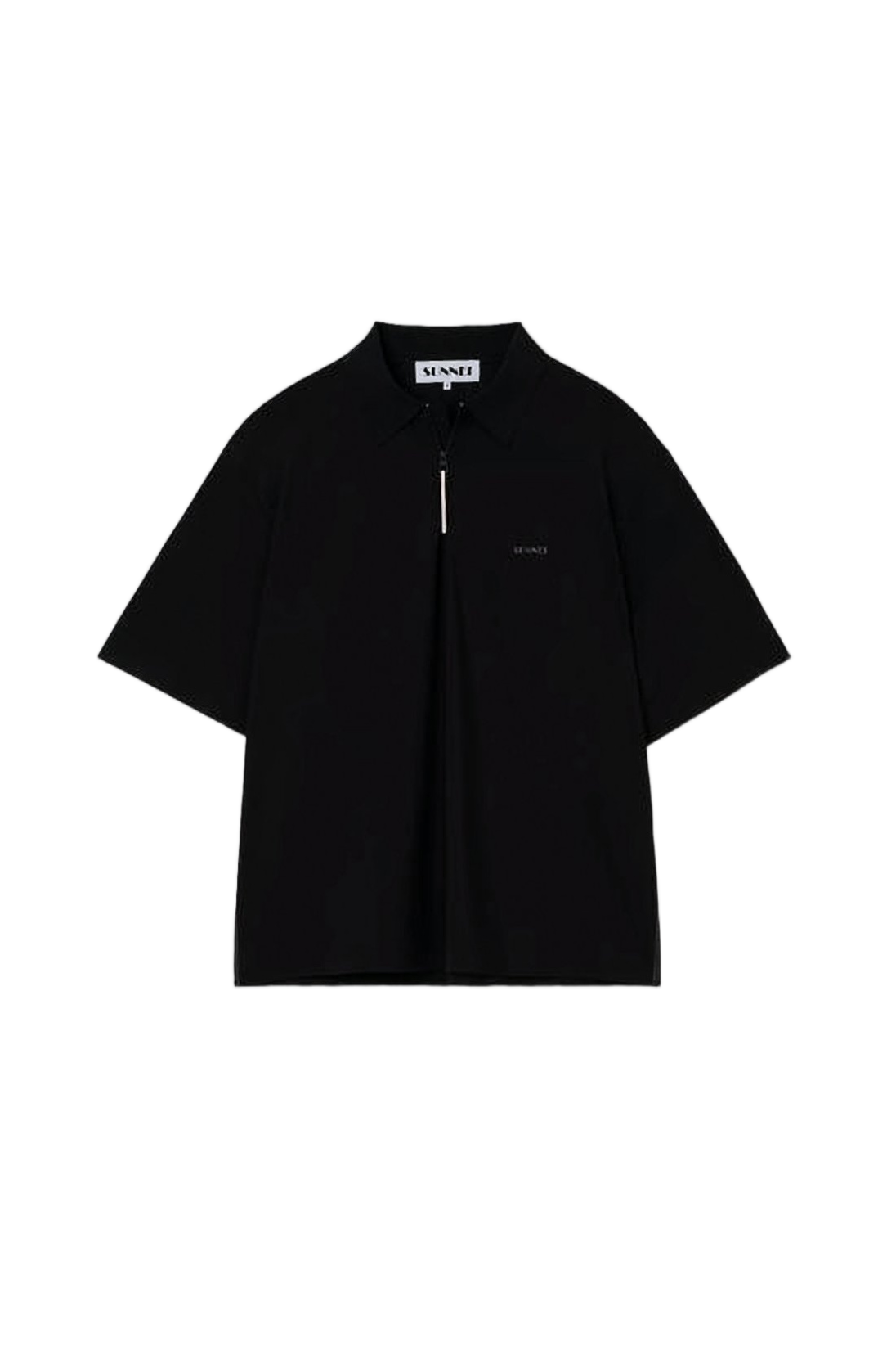 Short-Sleeved Polo Shirt with Zippered Placket