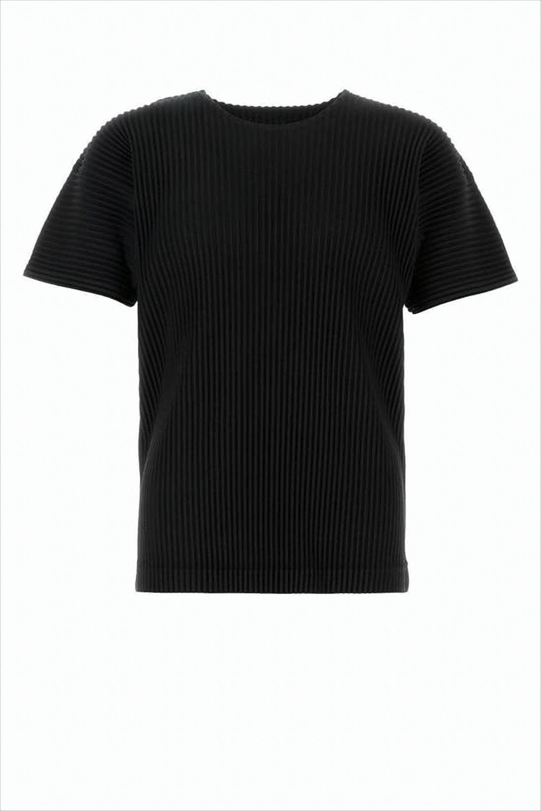 Pleated Black T-Shirt with Boxy Silhouette