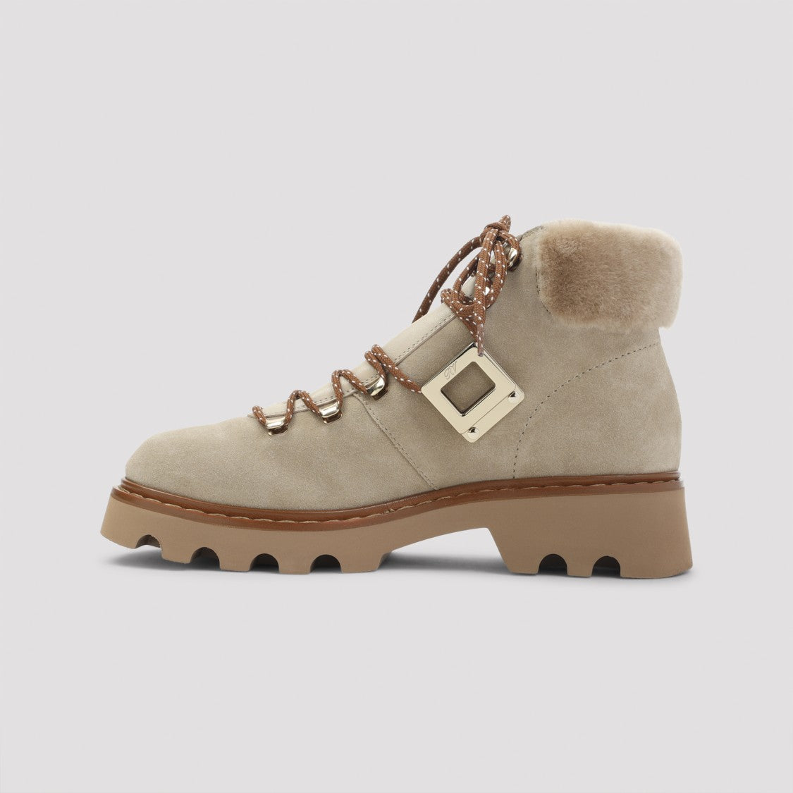 Suede Ankle Boots with Fur Collar