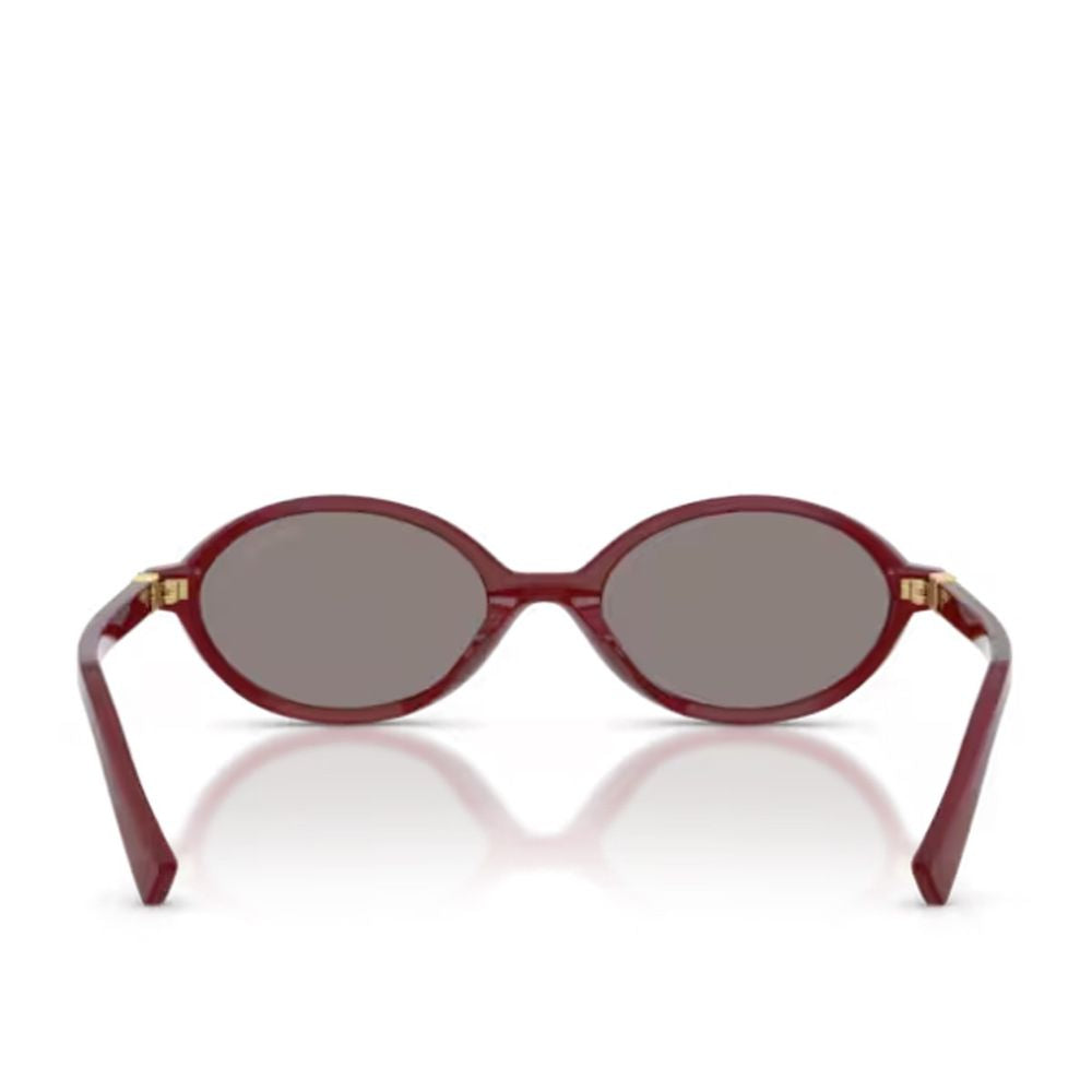 Compact Oval Sunglasses in Glossy Burgundy Acetate
