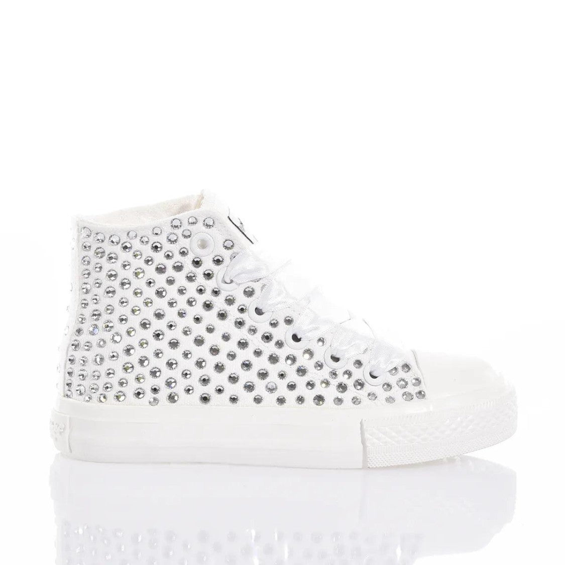 High-Top Canvas Sneakers With Swarovski Crystal Embellishments