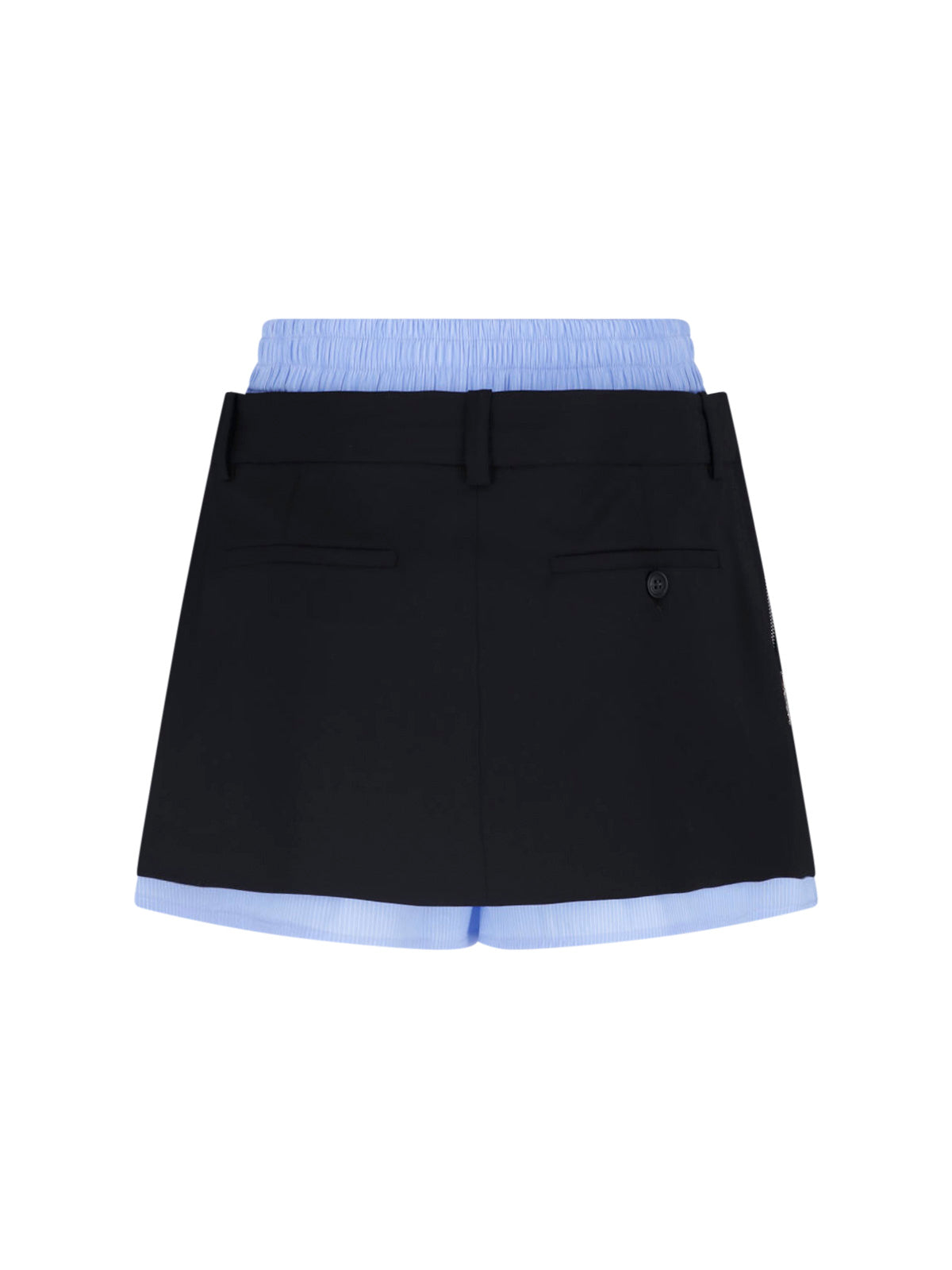 Light Blue Pleated Front Zipper Shorts