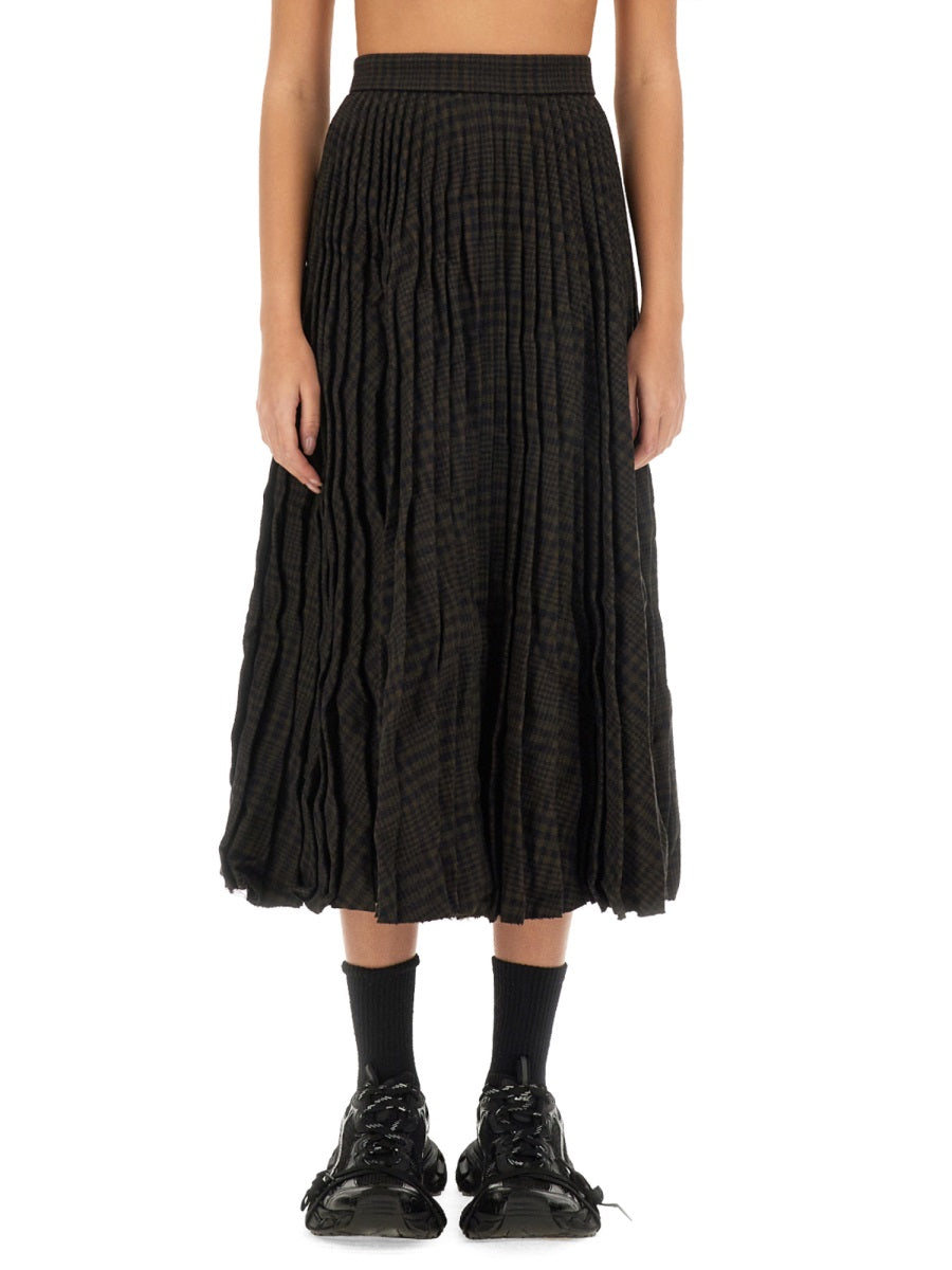 Pleated Wool Skirt with Structured Silhouette