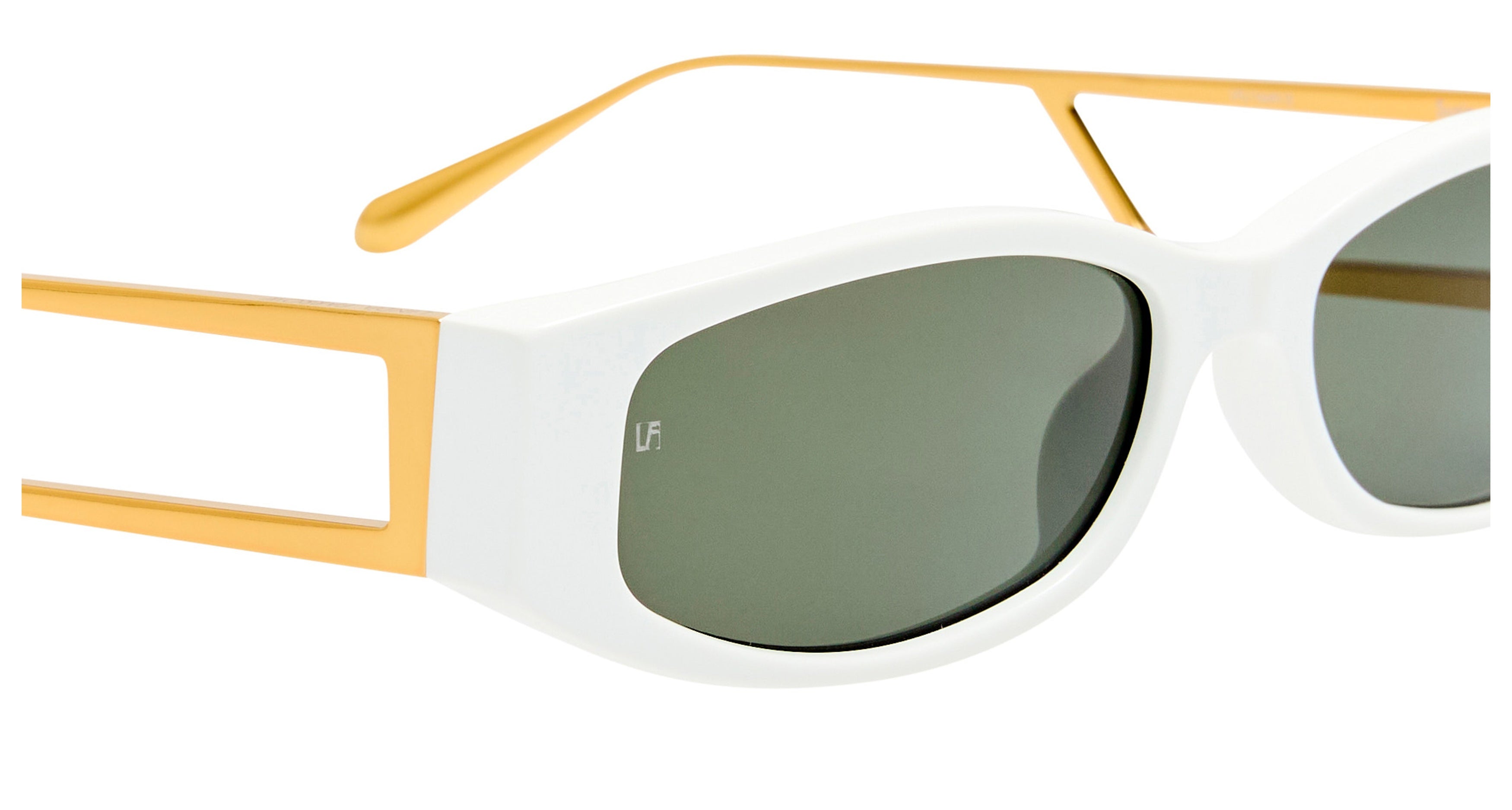 Lfl Oversized White Frame Sunglasses with Gold-tone Temples