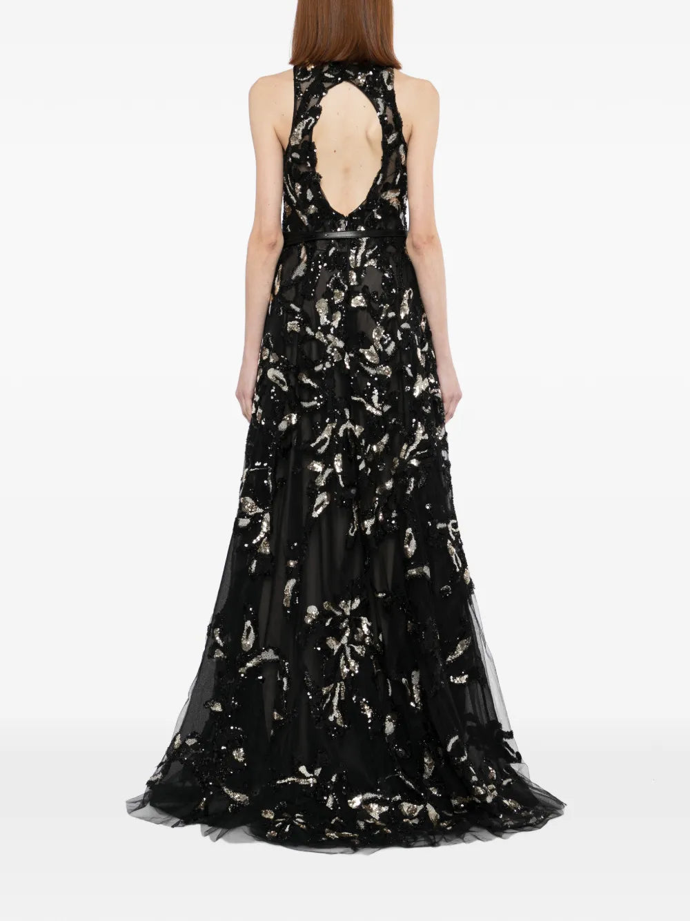 Embroidered Tulle Long Dress