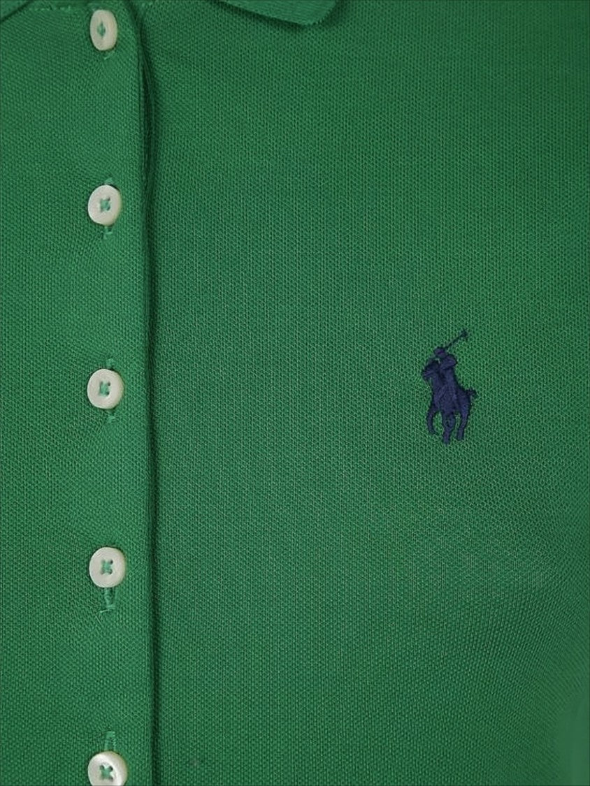 Short-Sleeved Button-Up Top With Classic Polo Collar