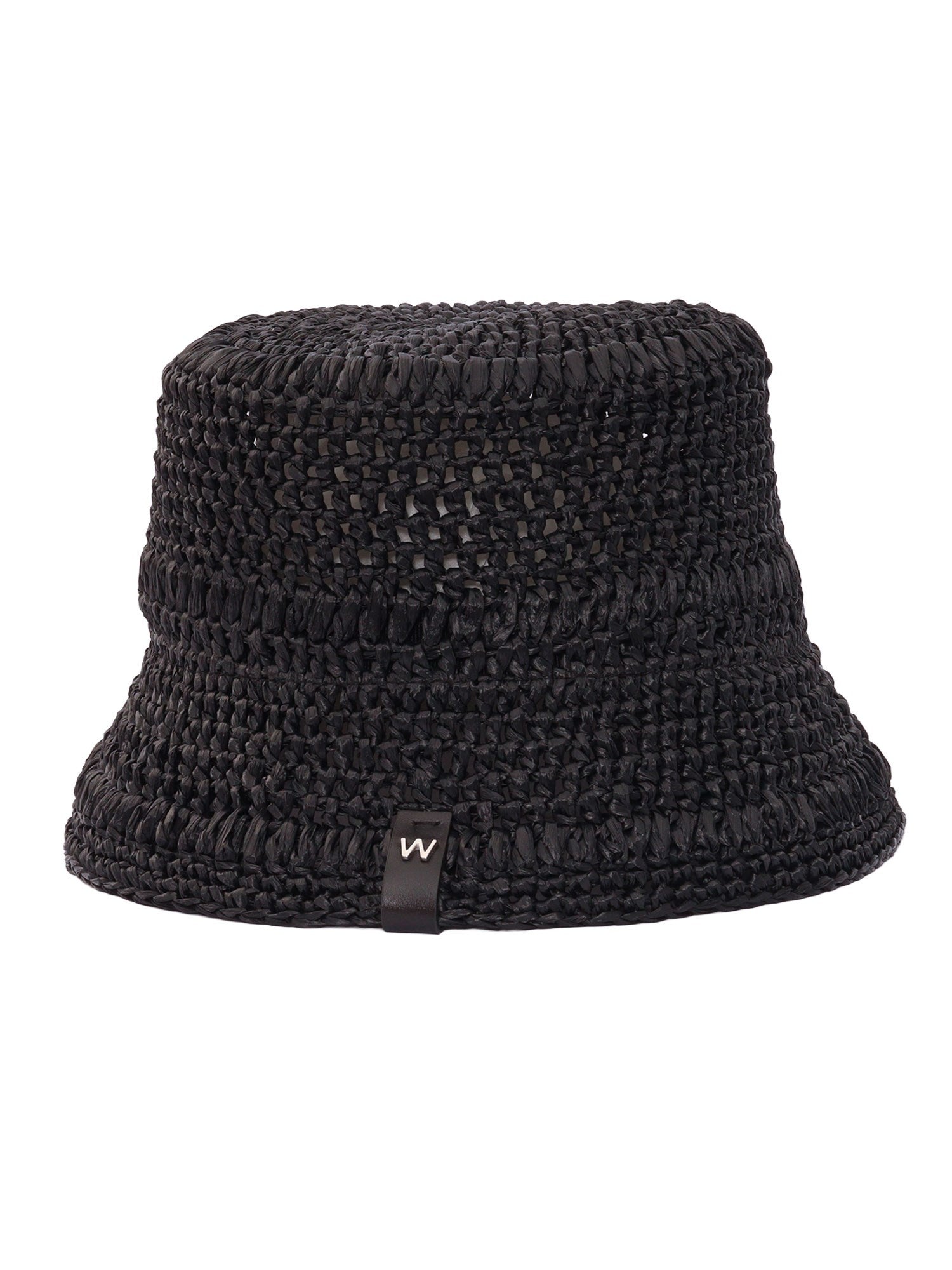 Woven Black Bucket Hat with Textured Braided Design