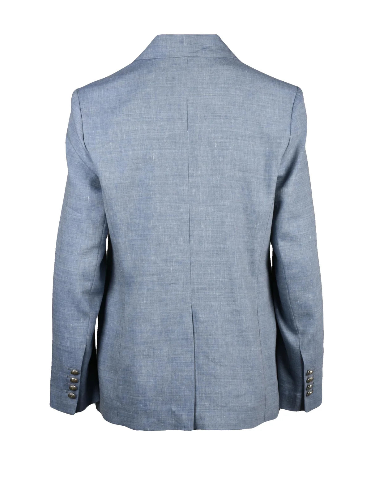 Light Blue Double-Breasted Linen Wool Jacket