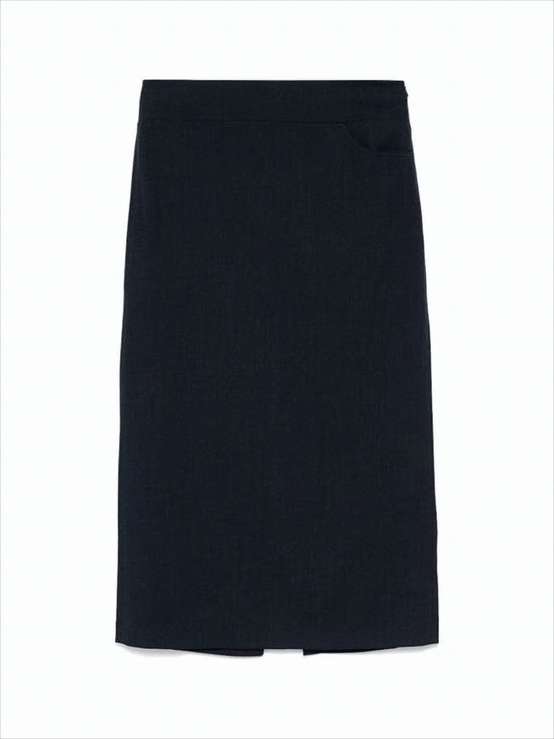 Straight Silhouette Black Midi Skirt